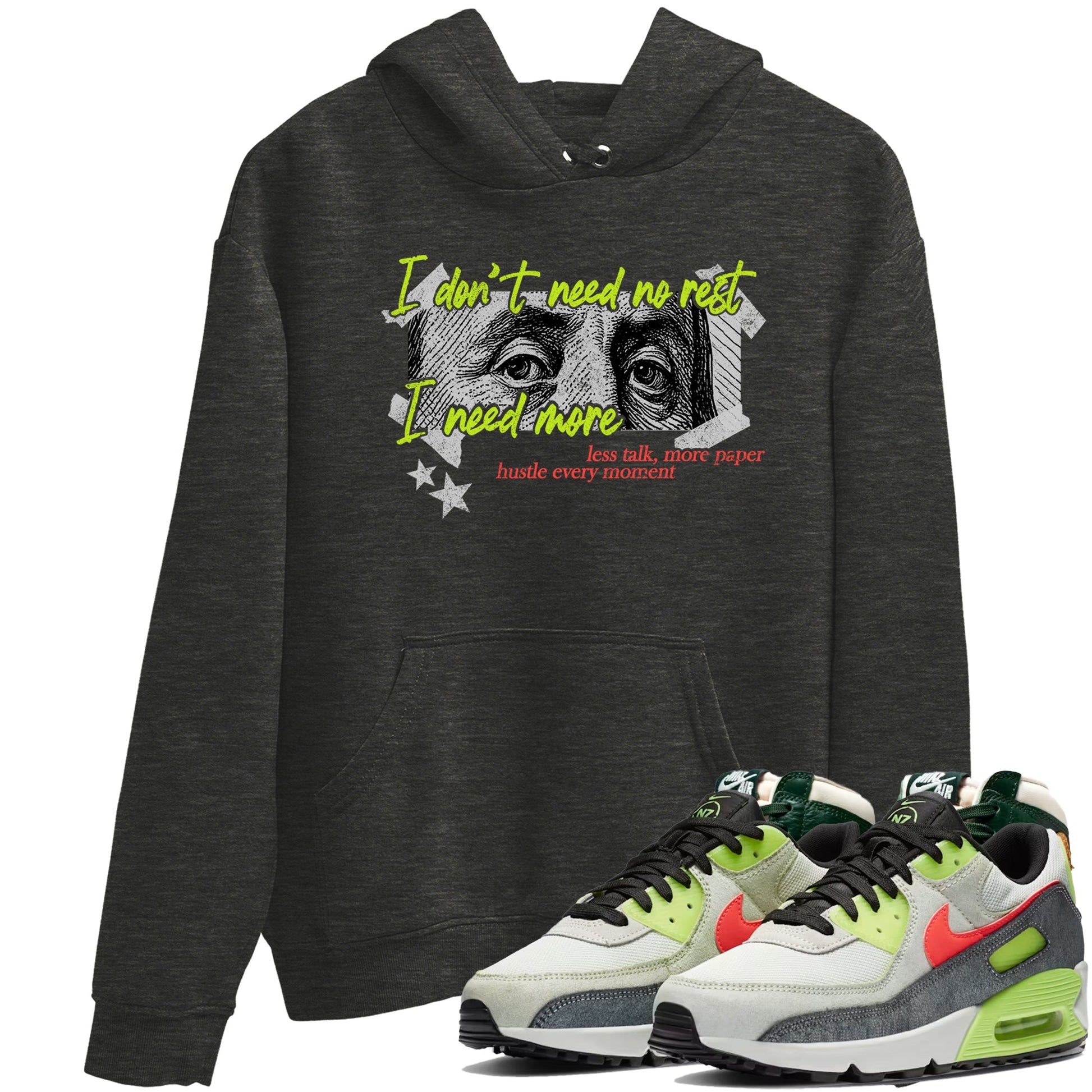 Sneaker Threads – Sneaker Tees To Match Air Max 90 Spruce Aura and Ghost Green – I Need More Graphic Tee Charcoal Heather 1. Perfect for Jordan releases 2025 colorways.