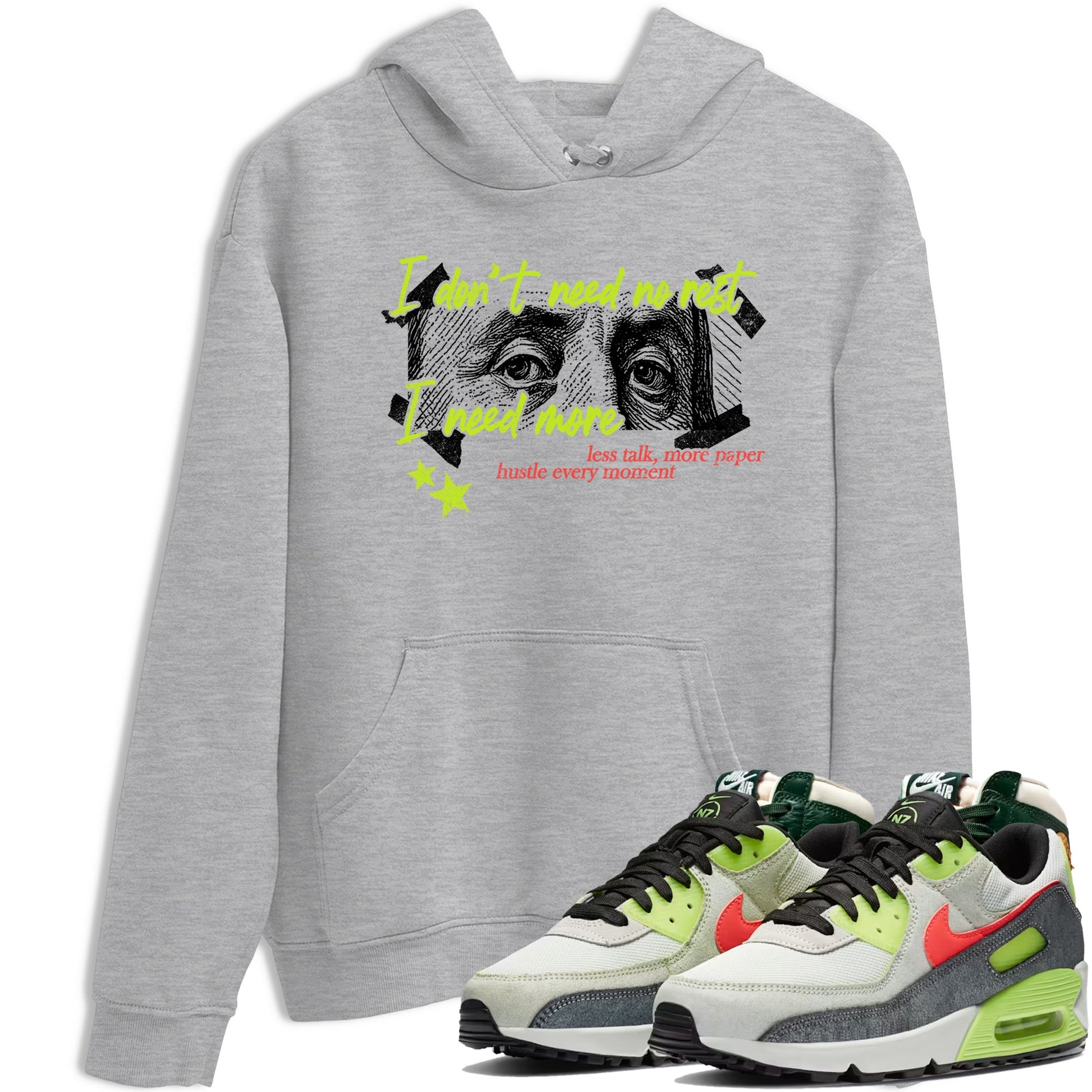 Sneaker Threads – Sneaker Tees To Match Air Max 90 Spruce Aura and Ghost Green – I Need More Graphic Tee Heather Grey 1. Perfect for Jordan releases 2025 colorways.