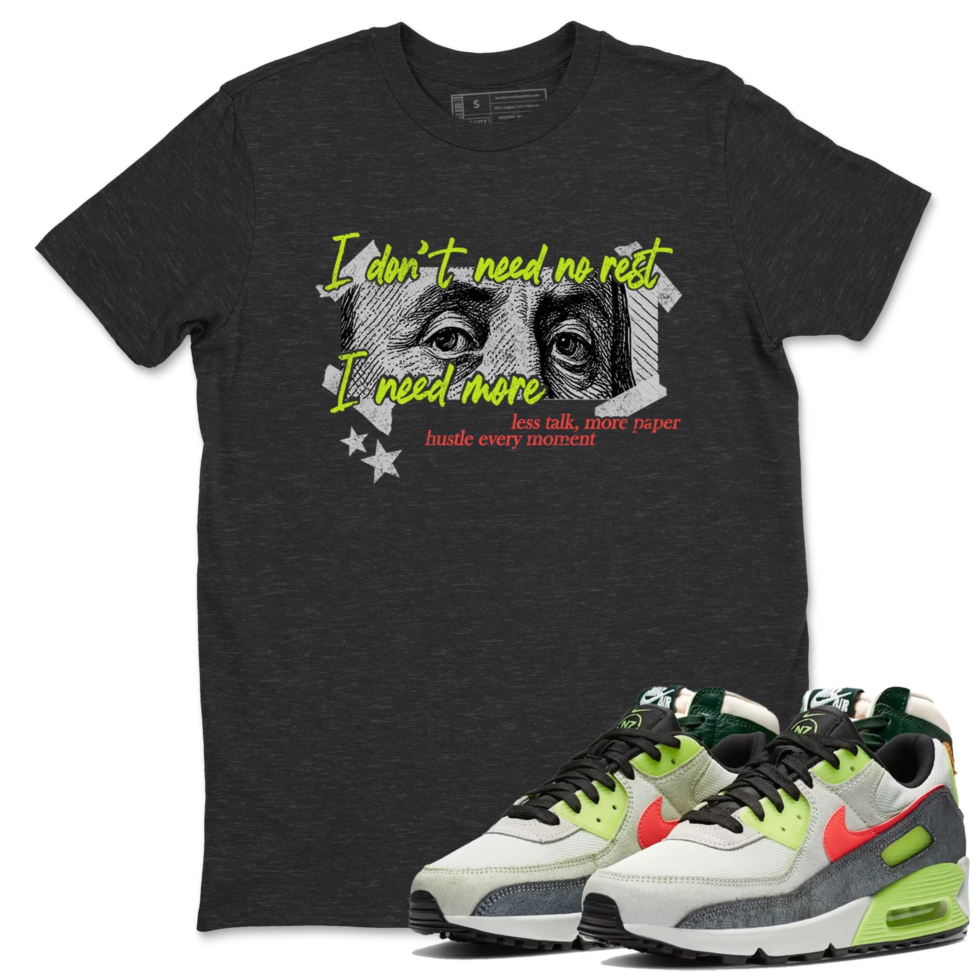 Sneaker Threads – Sneaker Tees To Match Air Max 90 Spruce Aura and Ghost Green – I Need More Graphic Tee Charcoal Heather 1. Perfect for Jordan releases 2025 colorways.