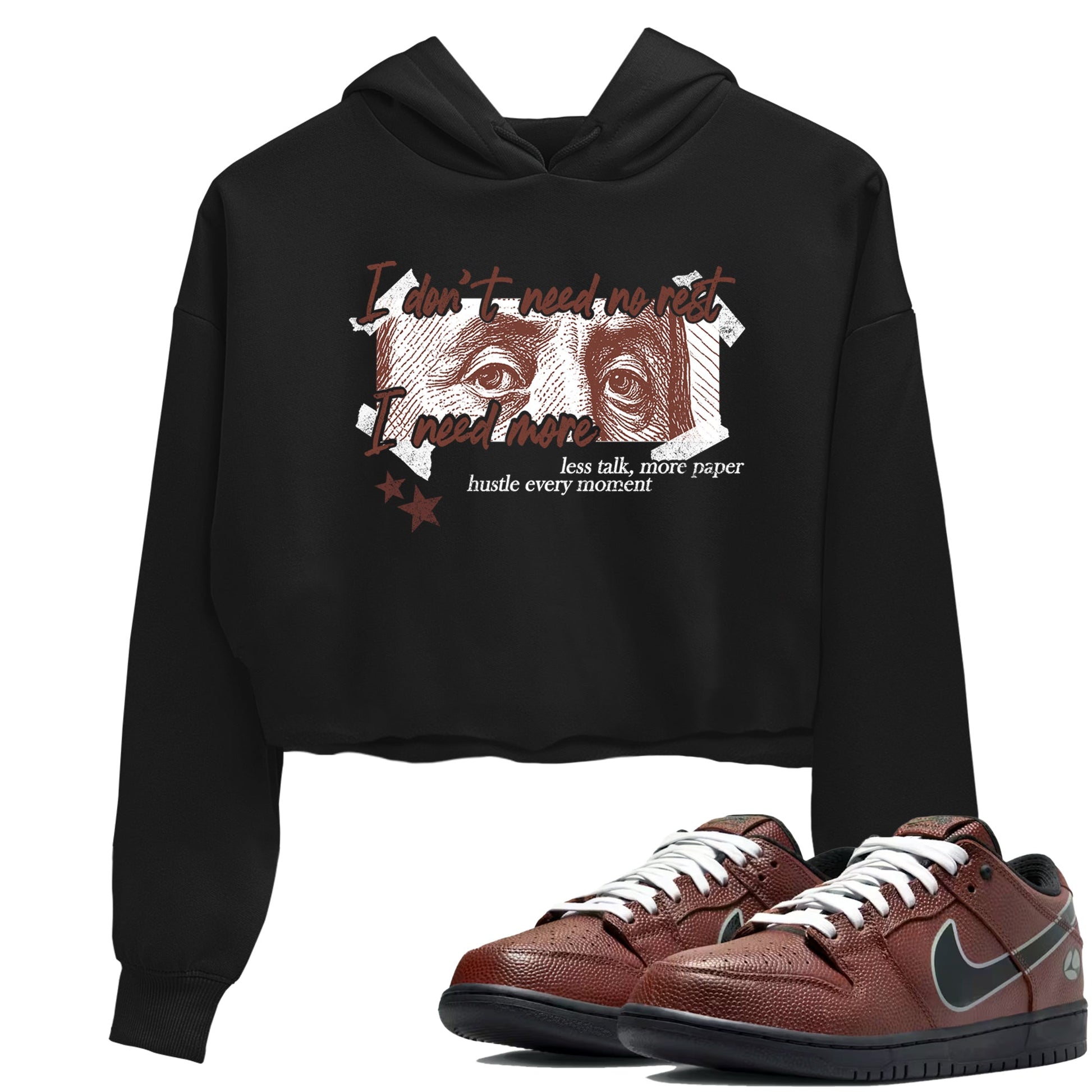 Sneaker match tees – Sneaker Tees To Match Dunk Low Football Shoes – I Need More Crop T-Shirt Black 1
