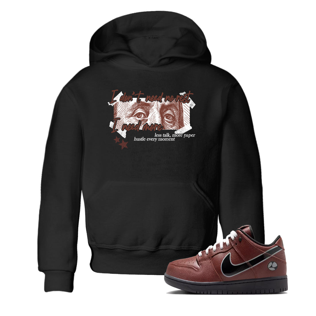 Sneaker match tees – Sneaker Tees To Match Dunk Low Football Shoes – I Need More Kids T-Shirt Black 1