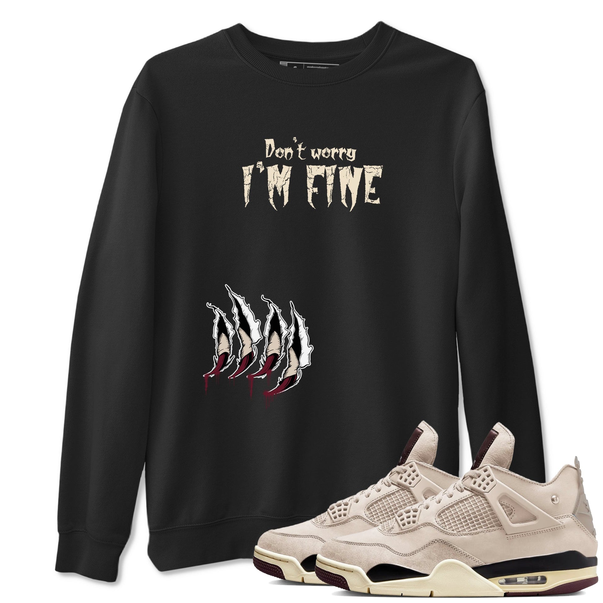 4s A Ma Maniere x Fossil Stone shirts to match jordans I'm Fine unique Halloween sneaker tee 4s A Ma Maniere x Fossil Stone match shoes to clothes SNRT Sneaker Tees unisex cotton Black 1 shirts
