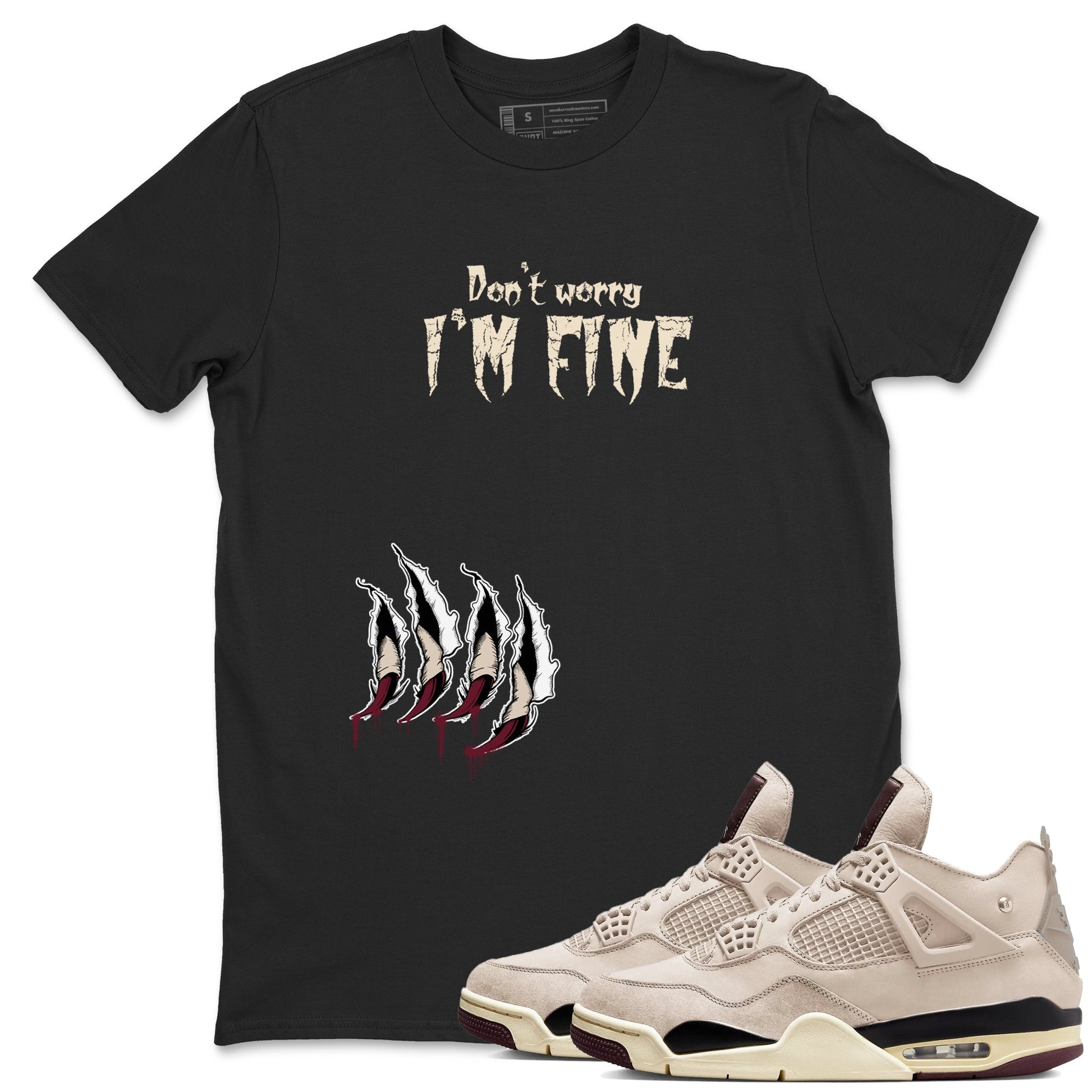 4s A Ma Maniere x Fossil Stone shirts to match jordans I'm Fine unique Halloween sneaker tee 4s A Ma Maniere x Fossil Stone match shoes to clothes SNRT Sneaker Tees unisex cotton Black 1 shirts