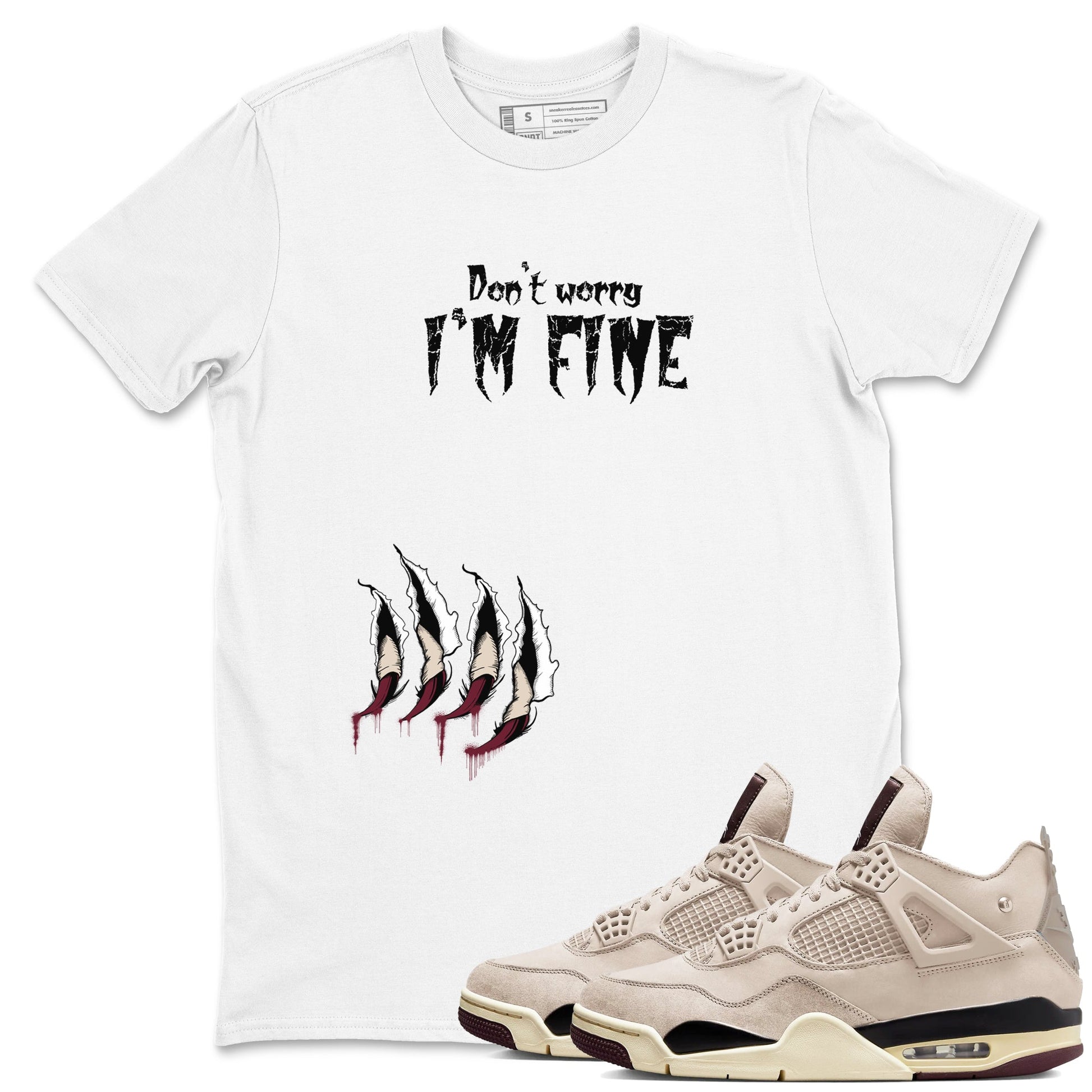 4s A Ma Maniere x Fossil Stone shirts to match jordans I'm Fine unique Halloween sneaker tee 4s A Ma Maniere x Fossil Stone match shoes to clothes SNRT Sneaker Tees unisex cotton White 1 shirts
