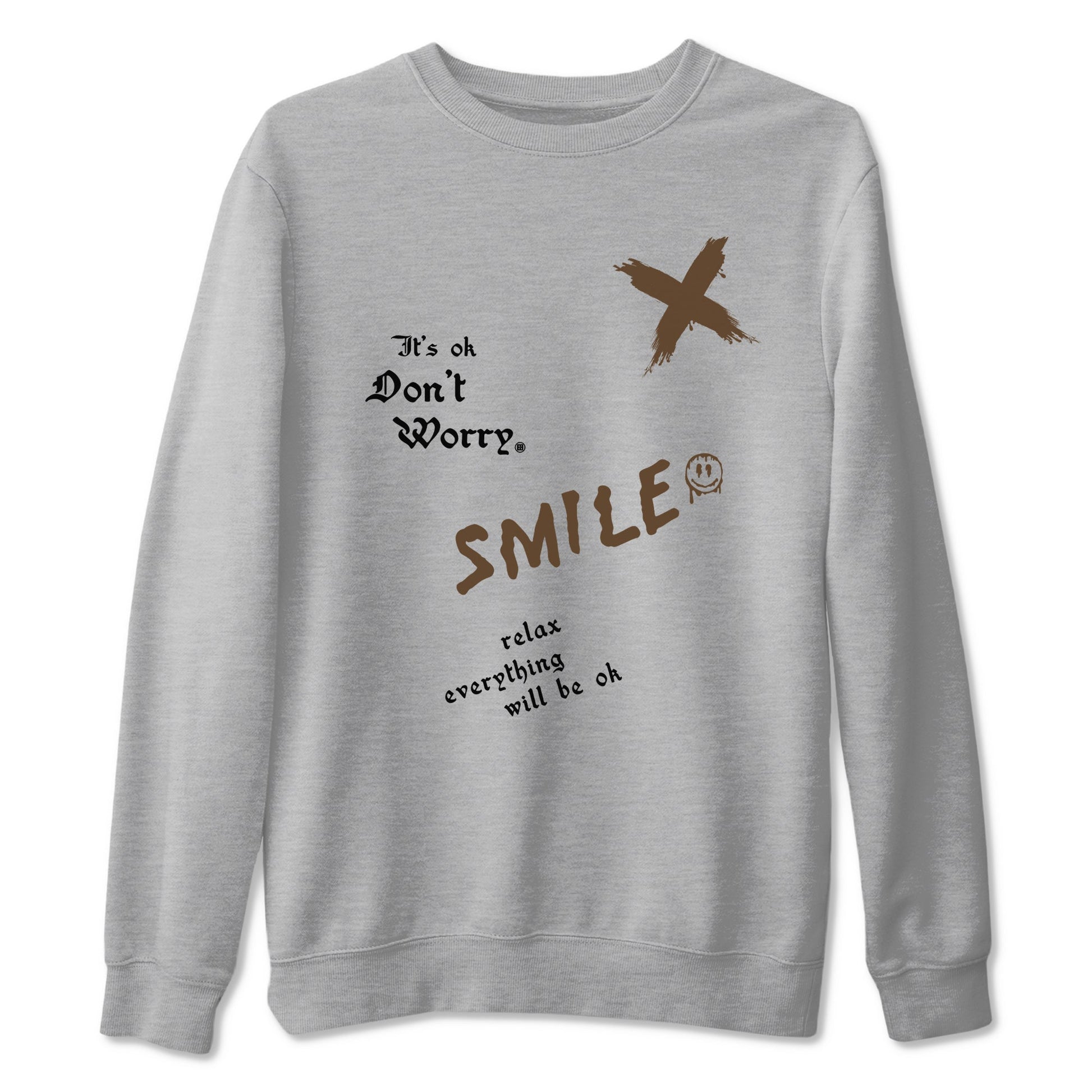 1s Mocha shirts to match jordans It's Ok Don't Worry sneaker match tees Air Jordan 1 Mocha SNRT Sneaker Release Tees unisex cotton Heather Grey 2 crew neck shirts
