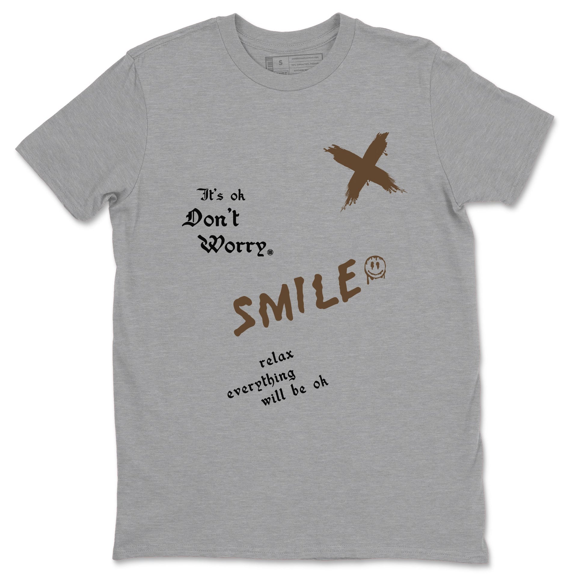 1s Mocha shirts to match jordans It's Ok Don't Worry sneaker match tees Air Jordan 1 Mocha SNRT Sneaker Release Tees unisex cotton Heather Grey 2 crew neck shirts