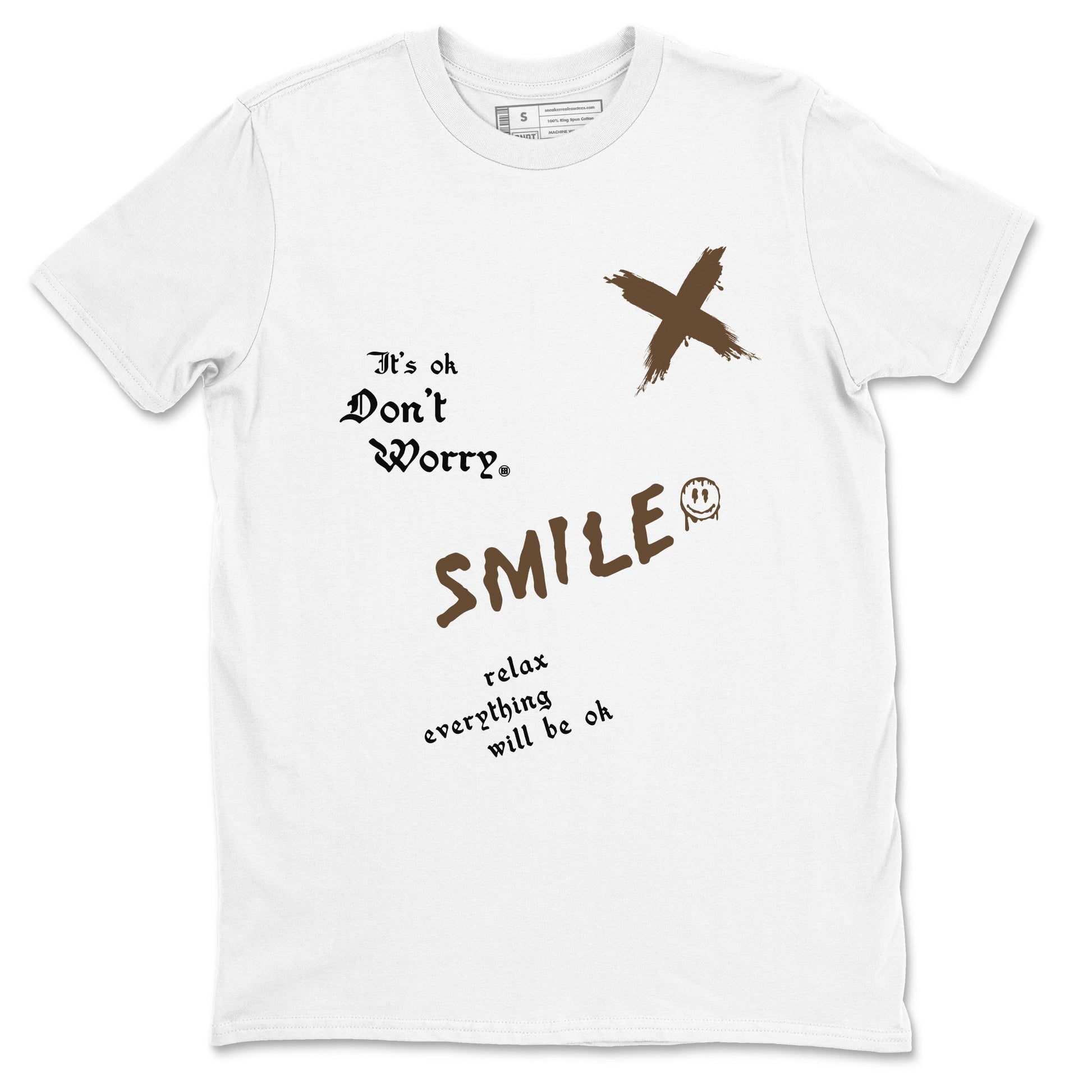 1s Mocha shirts to match jordans It's Ok Don't Worry sneaker match tees Air Jordan 1 Mocha SNRT Sneaker Release Tees unisex cotton White 2 crew neck shirts