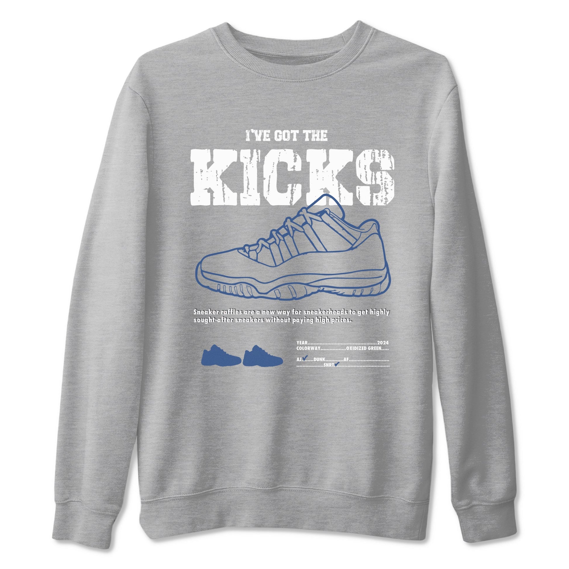Air Jordan 11 Diffused Blue shirts to match jordans I've Got The Kicks sneaker match tees 11s Diffused Blue SNRT Sneaker Release Tees unisex cotton Heather Grey 2 crew neck shirts