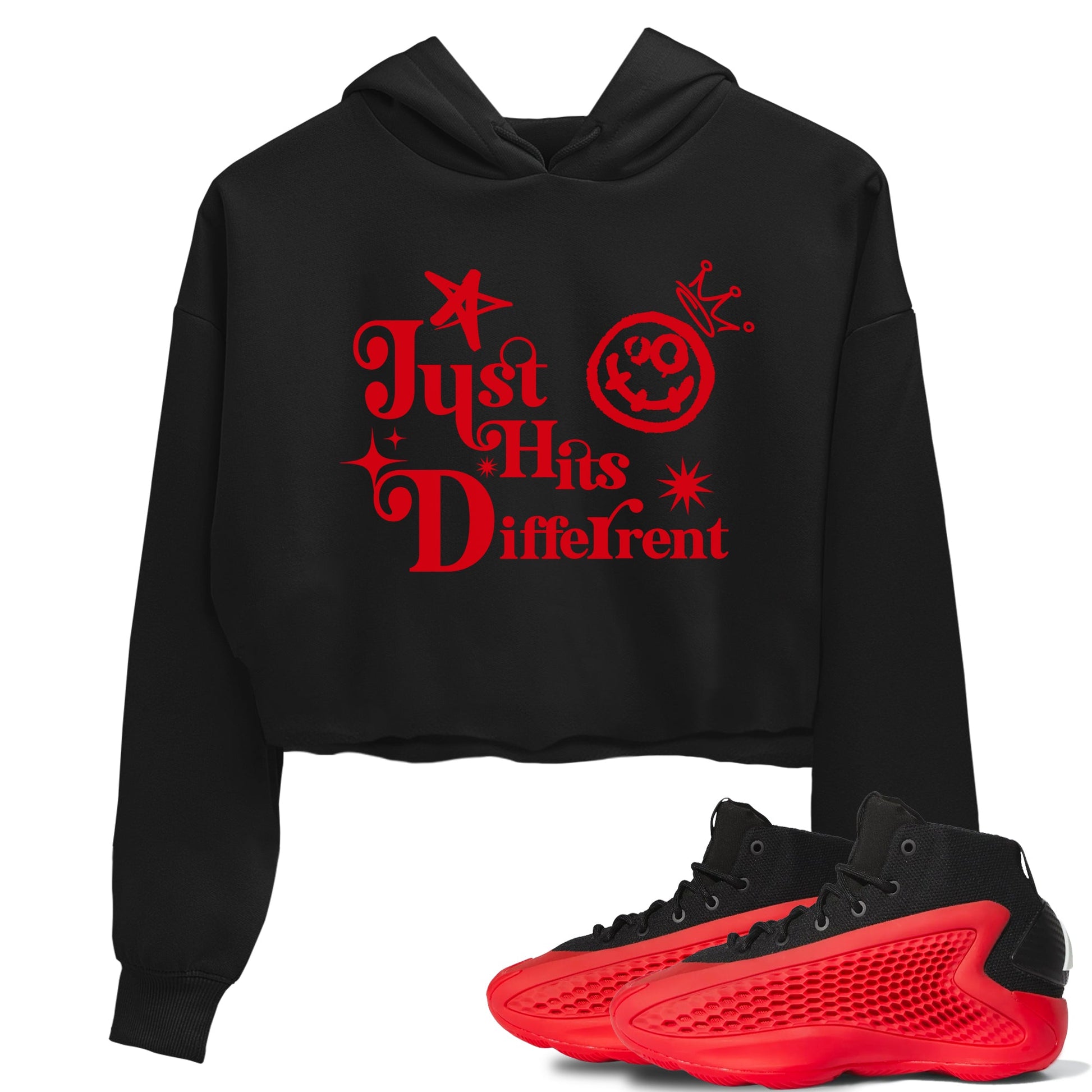 AE 1 Bred shirts to match jordans Just Hits Different sneaker match tees AE 1 Bred match shoes to clothes SNRT Sneaker Tees unisex cotton Black 1 crop tee