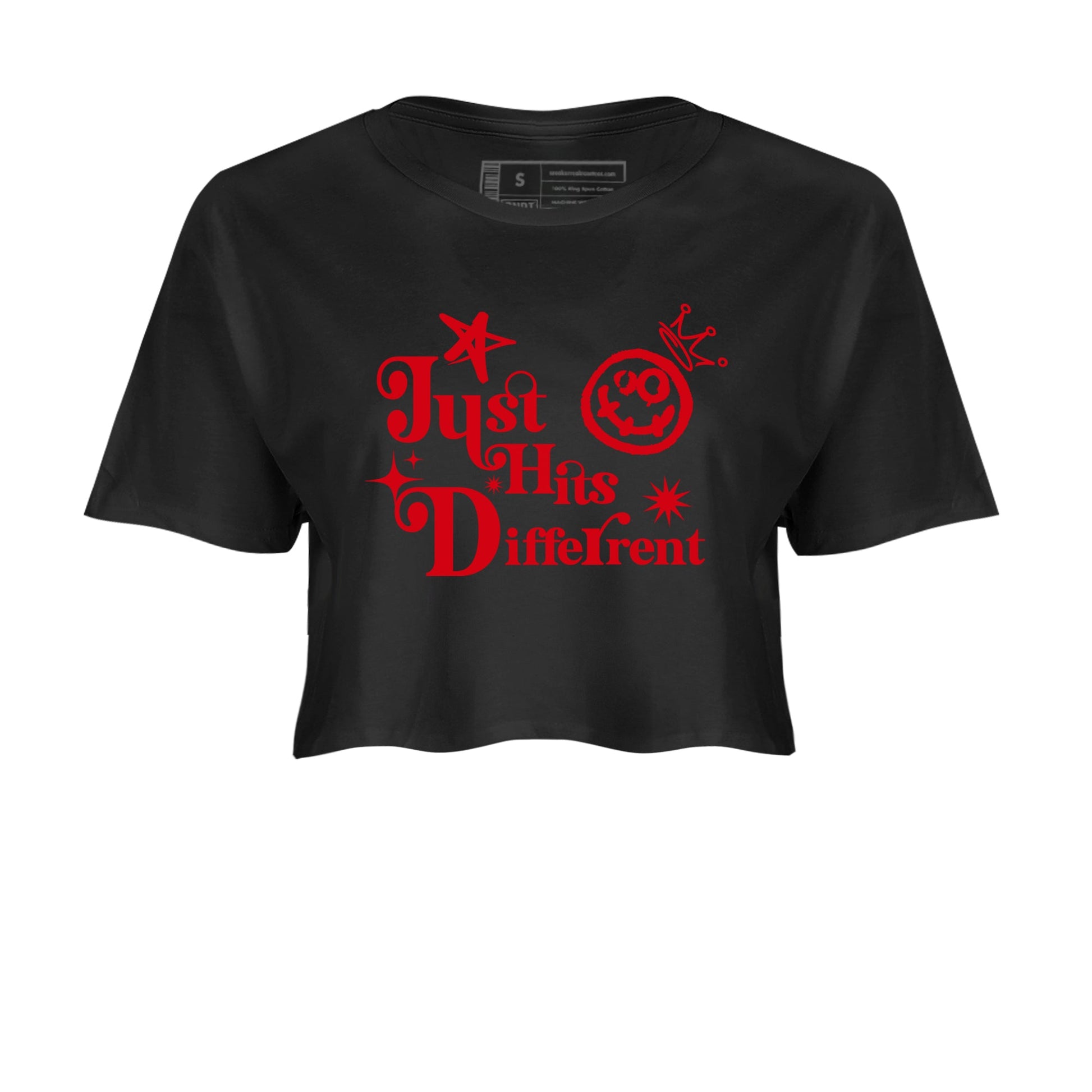 AE 1 Bred shirts to match jordans Just Hits Different sneaker match tees AE 1 Bred match shoes to clothes SNRT Sneaker Tees unisex cotton Black 2 crop tee