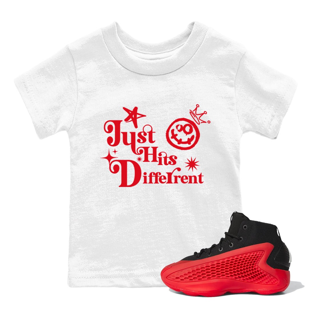 AE 1 Bred shirts to match jordans Just Hits Different sneaker match tees AE 1 Bred match shoes to clothes SNRT Sneaker Tees Youth Baby White 1 tee