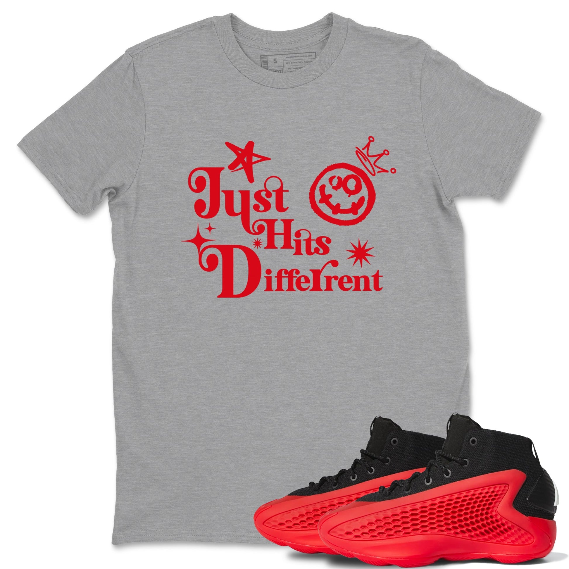 AE 1 Bred shirts to match jordans Just Hits Different sneaker match tees AE 1 Bred match shoes to clothes SNRT Sneaker Tees unisex cotton Heather Grey 1 shirts