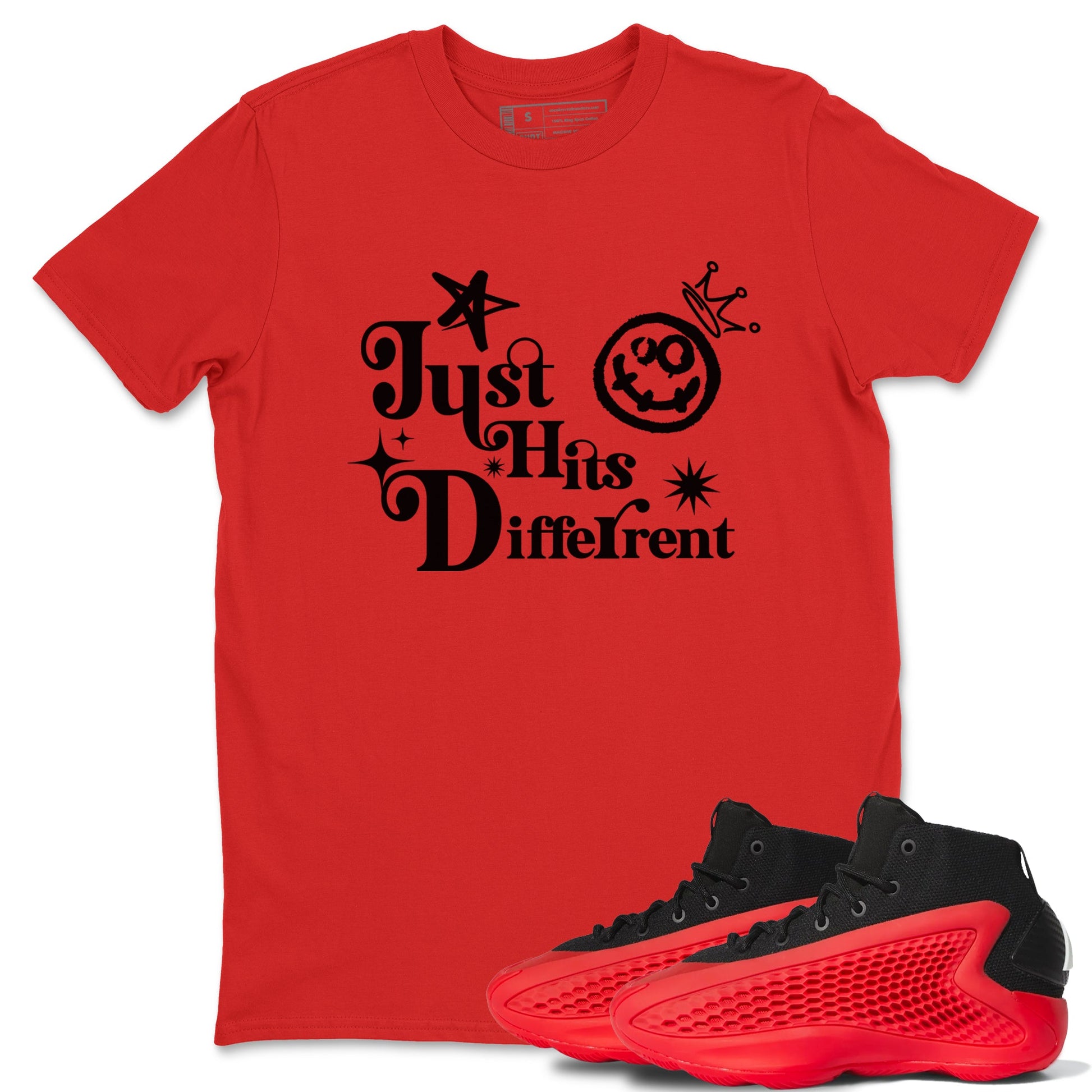 AE 1 Bred shirts to match jordans Just Hits Different sneaker match tees AE 1 Bred match shoes to clothes SNRT Sneaker Tees unisex cotton Red 1 shirts