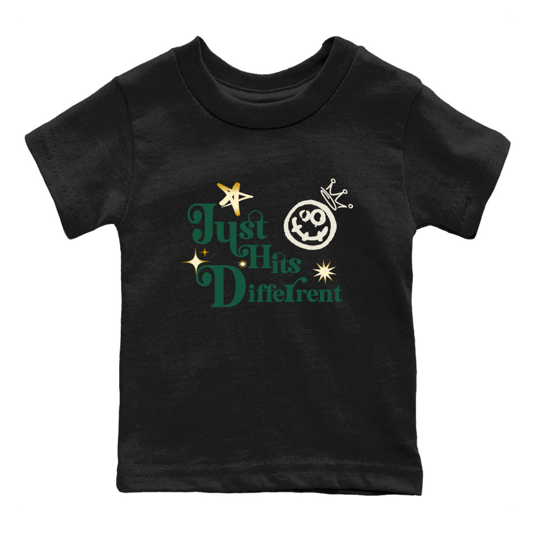 Sneaker Threads – Sneaker Tees To Match Air Jordan 1 Pro Green – Just Hits Different Youth Graphic Tee Black 2. Perfect for Jordan releases 2025 colorways.