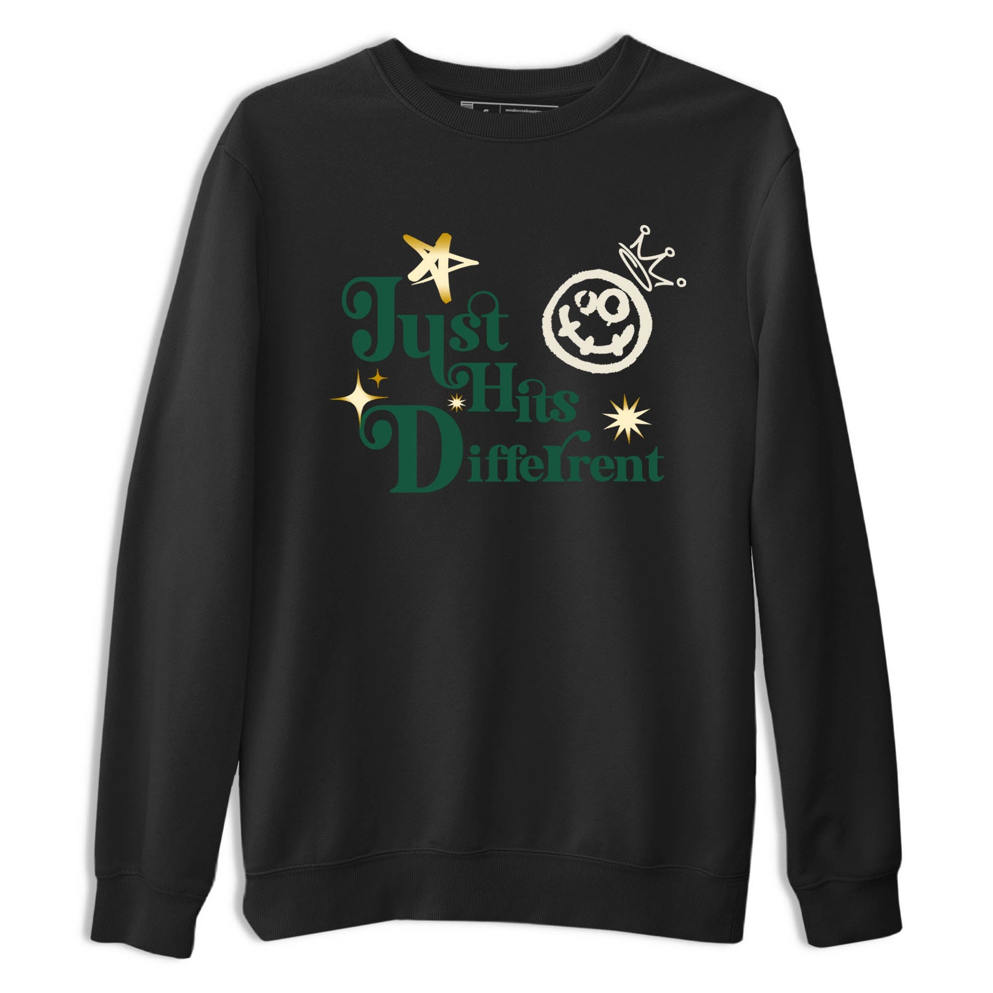 Sneaker Threads – Sneaker Tees To Match Air Jordan 1 Pro Green – Just Hits Different Graphic Tee Black 2. Perfect for Jordan releases 2025 colorways.