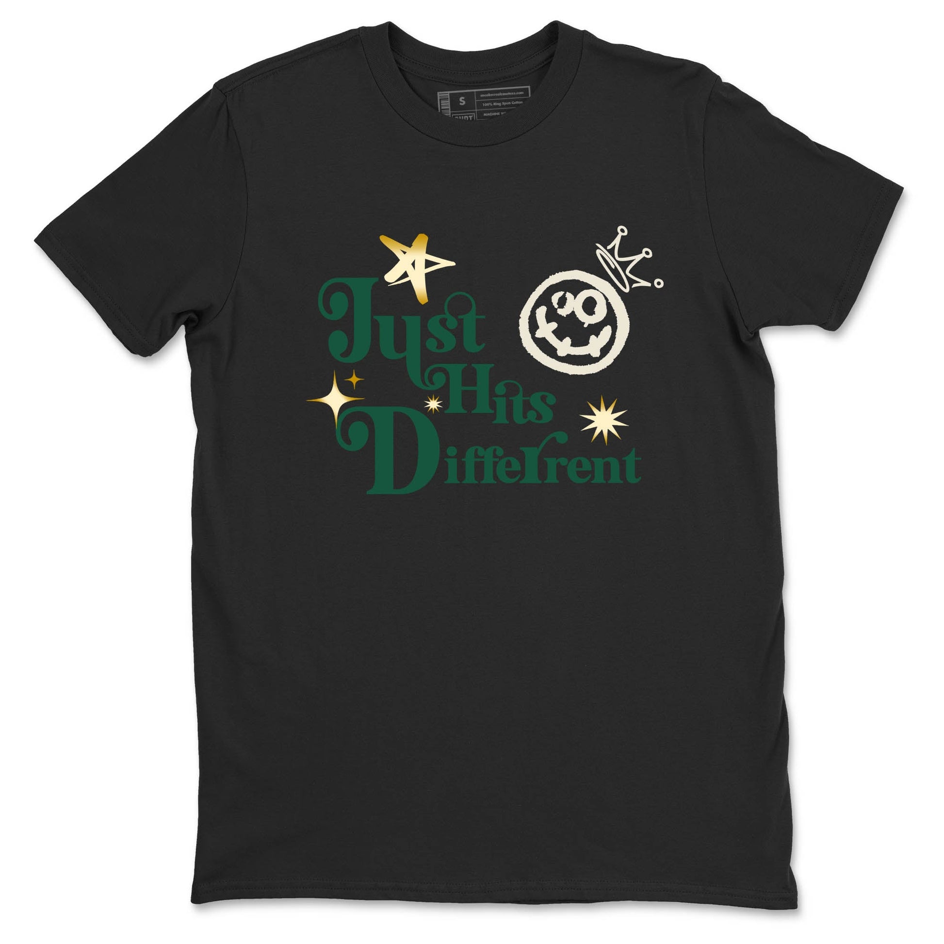 Sneaker Threads – Sneaker Tees To Match Air Jordan 1 Pro Green – Just Hits Different Graphic Tee Black 2. Perfect for Jordan releases 2025 colorways.