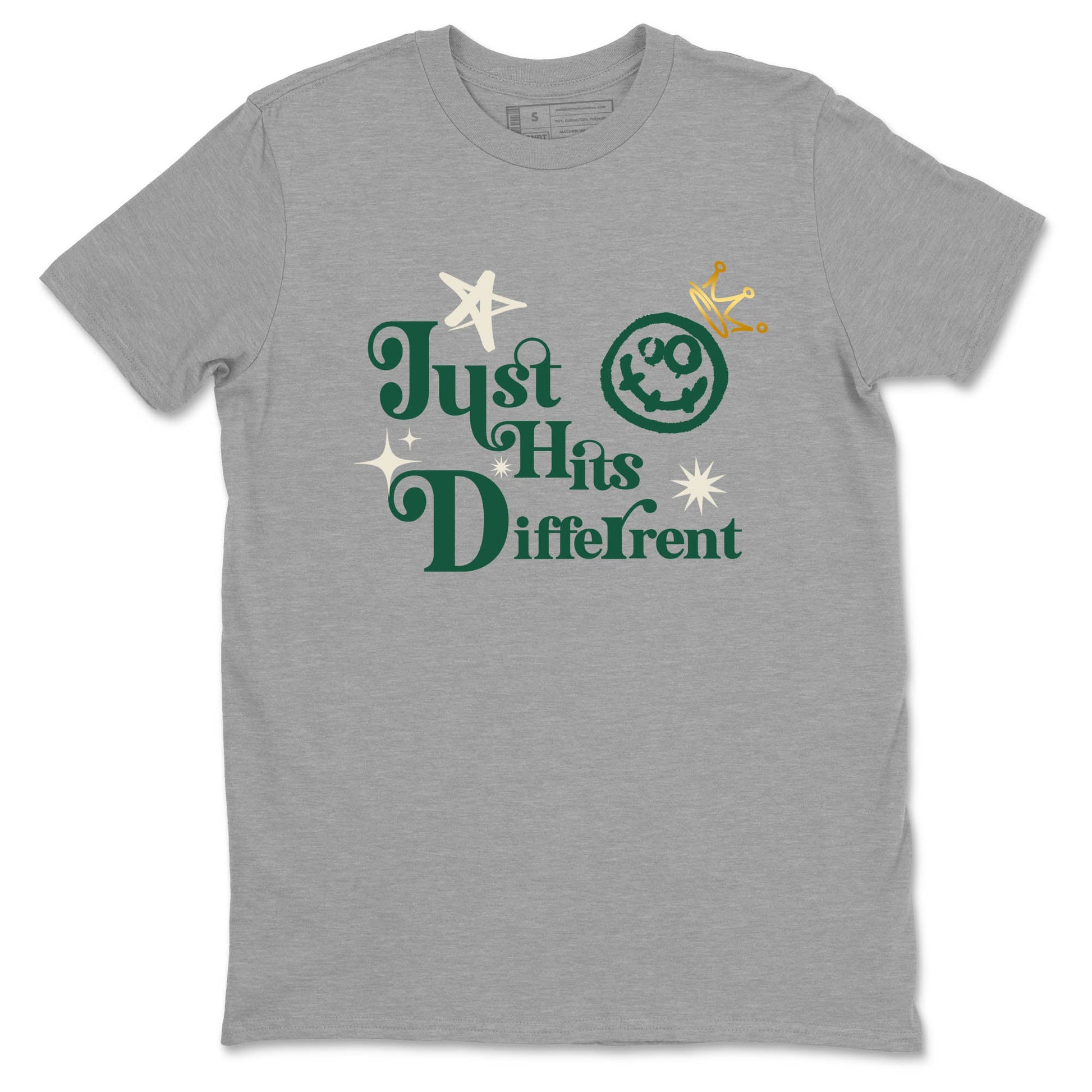 Sneaker Threads – Sneaker Tees To Match Air Jordan 1 Pro Green – Just Hits Different Graphic Tee Heather Grey 2. Perfect for Jordan releases 2025 colorways.