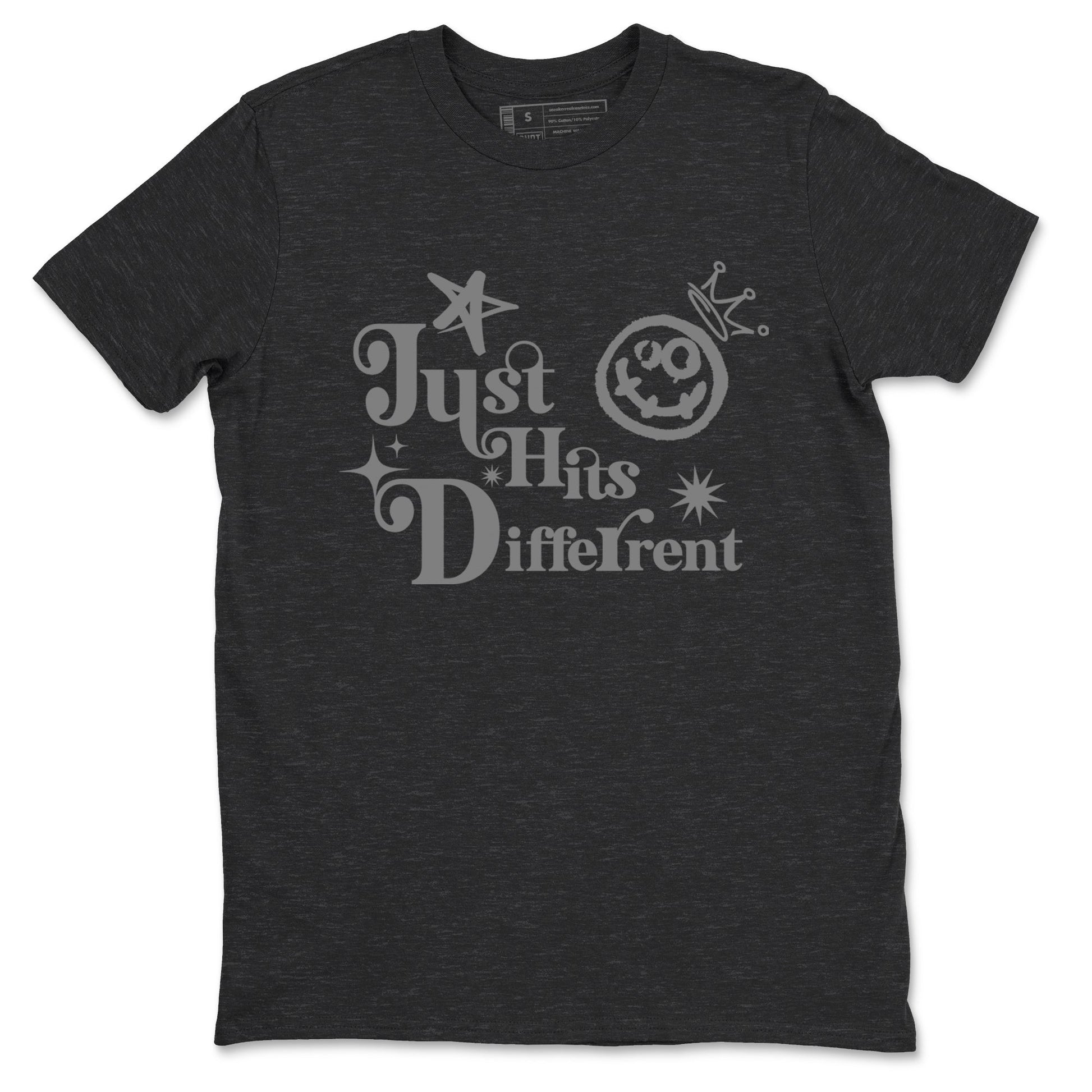 12s Black Wolf Grey shirts to match jordans Just Hits Different sneaker match tees Air Jordan 12 Barons match shoes to clothes SNRT Sneaker Tees unisex cotton Charcoal Heather 2 shirts