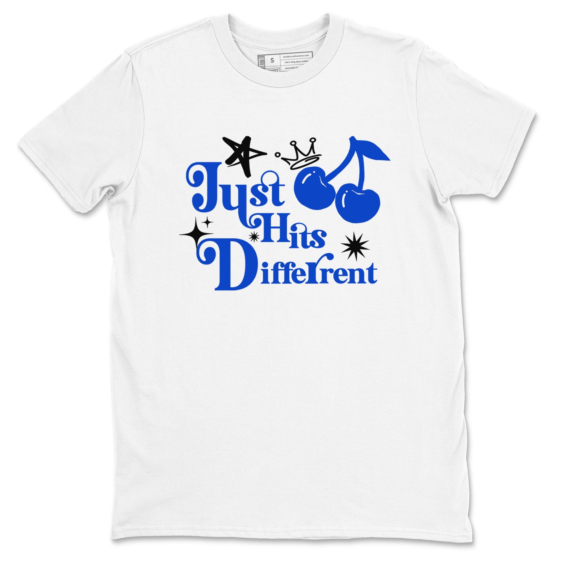 12s Blueberry shirts to match jordans Just Hits Different best t shirts to wear with jordans AJ12 White and Game Royal match shoes to clothes SNRT Sneaker Tees unisex cotton White 2 shirts