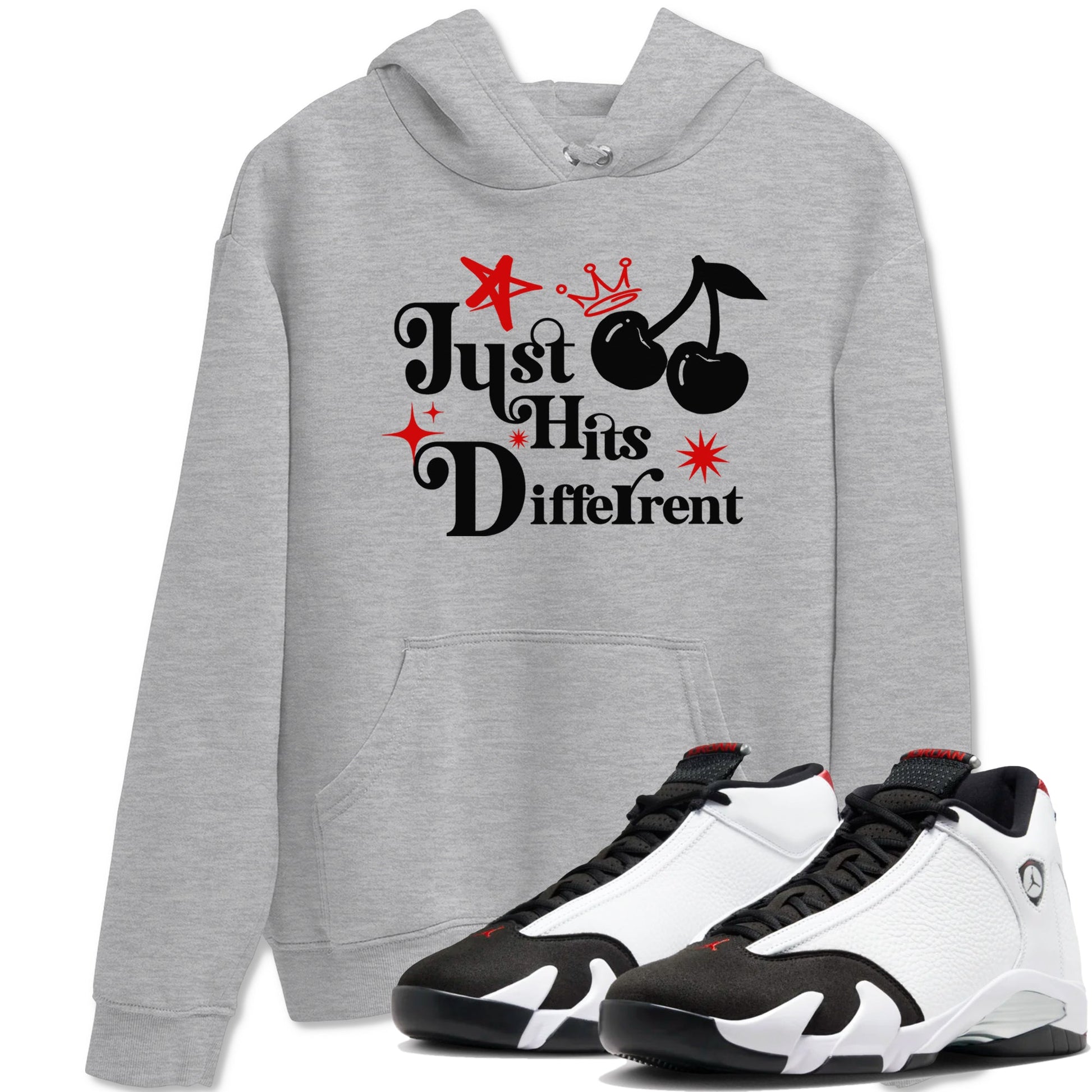 Air Jordan 14 Black Toe t shirts to match sneakers Just Hits Different sneaker match tees 14s Black Toe sneaker match tee SNRT Sneaker Tees unisex cotton Heather Grey 1 shirts