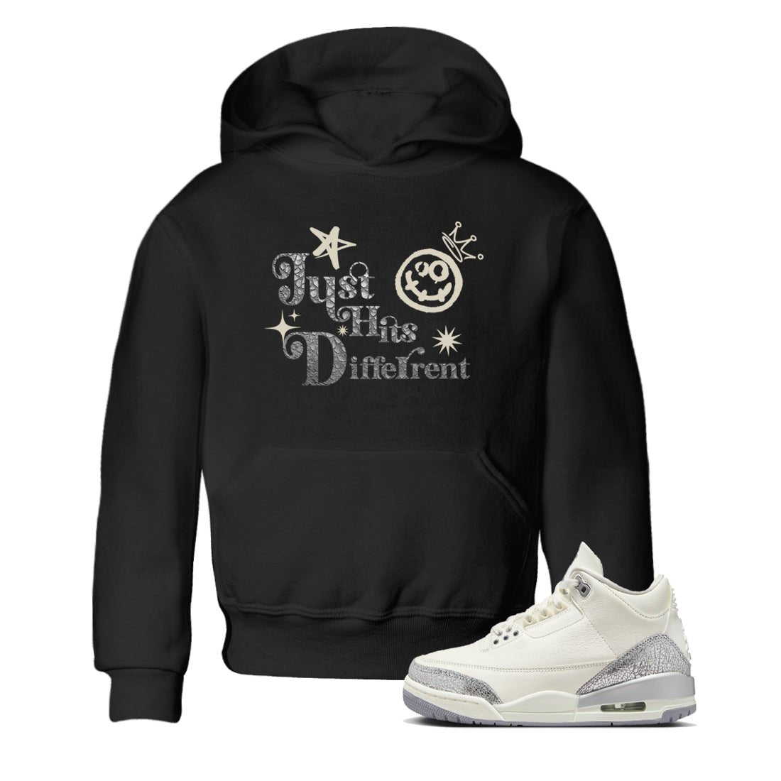 3s Sail and Cement Grey shirts to match jordans Just Hits Different sneaker match tees Air Jordan 3 Retro Sail and Cement Grey match shoes to clothes SNRT Sneaker Tees Youth Baby Black 1 tee