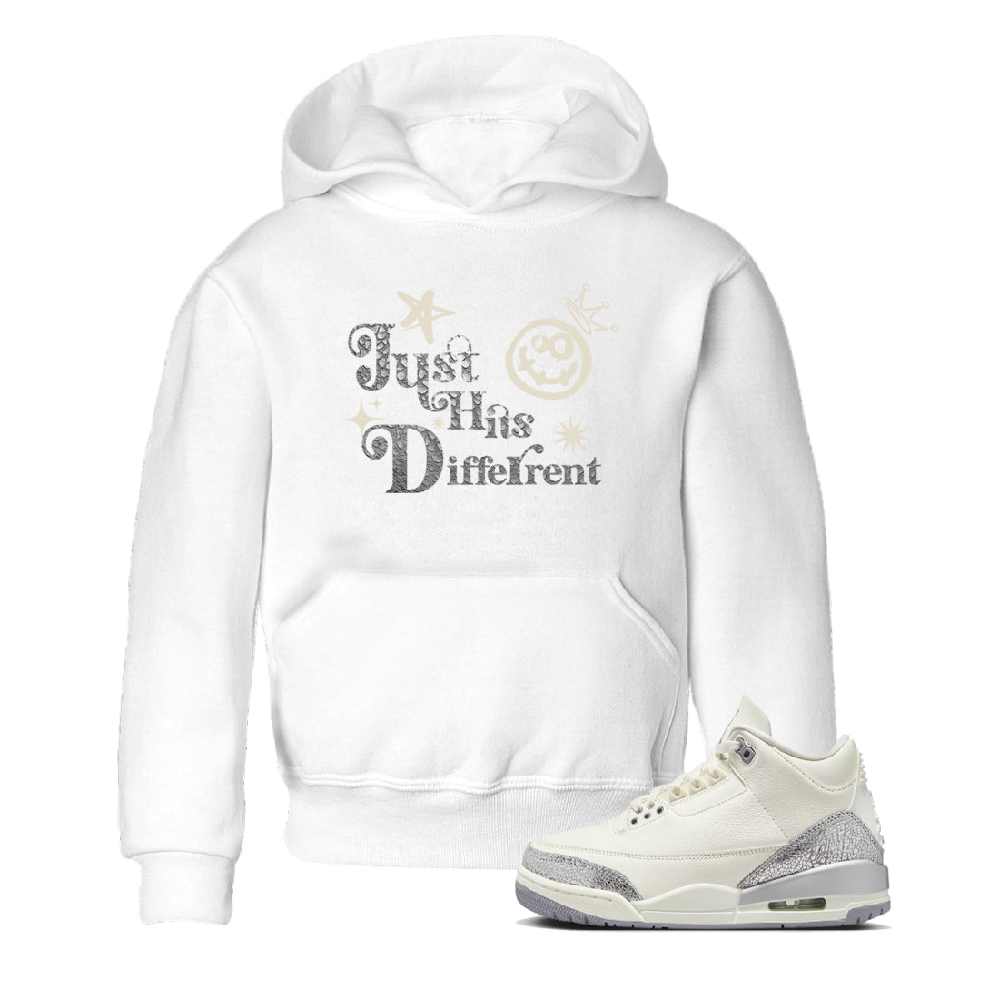 3s Sail and Cement Grey shirts to match jordans Just Hits Different sneaker match tees Air Jordan 3 Retro Sail and Cement Grey match shoes to clothes SNRT Sneaker Tees Youth Baby White 1 tee