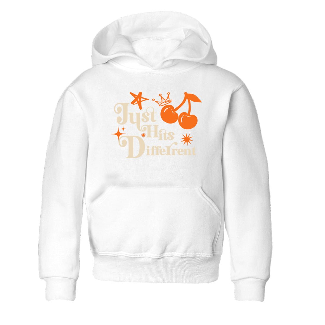 Just Hits Different baby and kids t-shirt crafted for little sneakerheads to shine with the Air Jordan 3 Starfish sneakers, displayed in White 2.