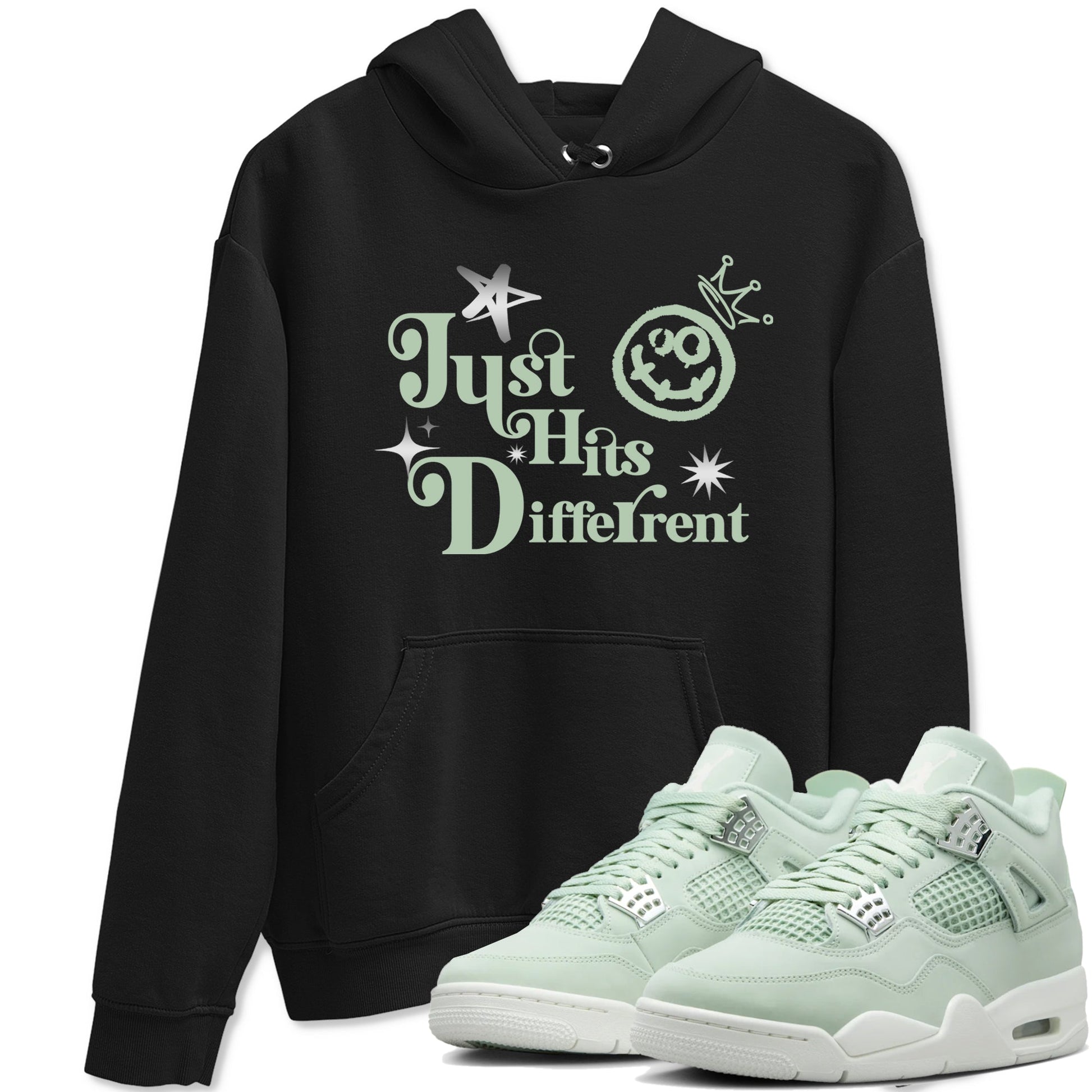 4s Abundance shirts to match jordans Just Hits Different sneaker match tees Air Jordan 4 Seafoam match shoes to clothes SNRT Sneaker Tees unisex cotton Black 1 shirts