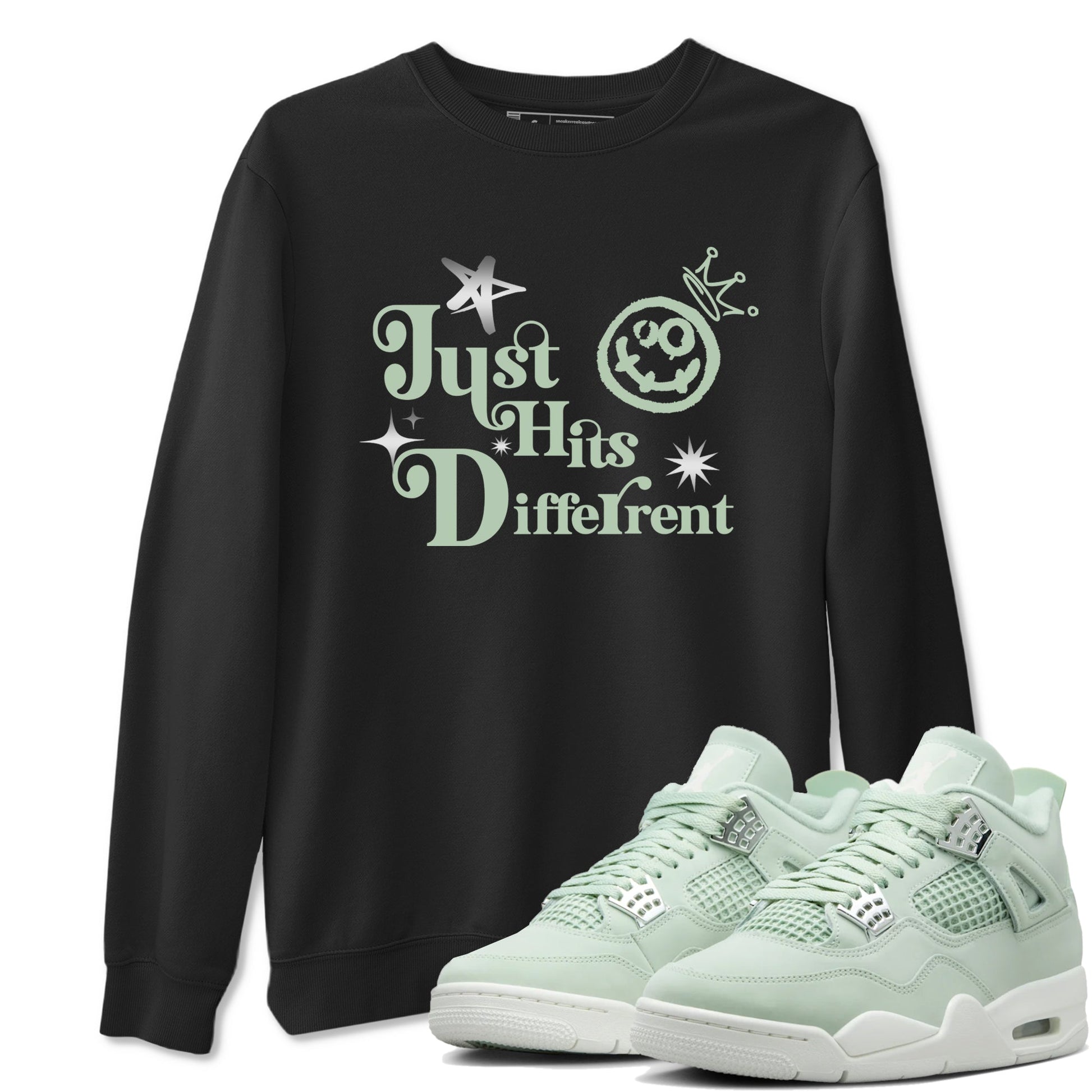 4s Abundance shirts to match jordans Just Hits Different sneaker match tees Air Jordan 4 Seafoam match shoes to clothes SNRT Sneaker Tees unisex cotton Black 1 shirts