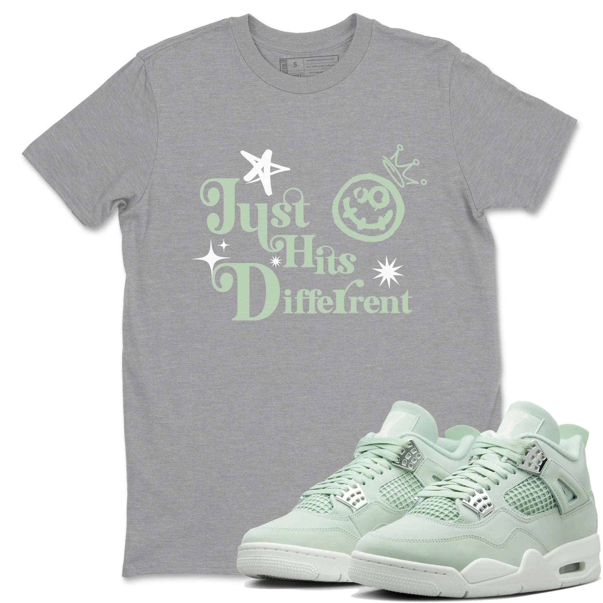 4s Abundance shirts to match jordans Just Hits Different sneaker match tees Air Jordan 4 Seafoam match shoes to clothes SNRT Sneaker Tees unisex cotton Heather Grey 1 shirts
