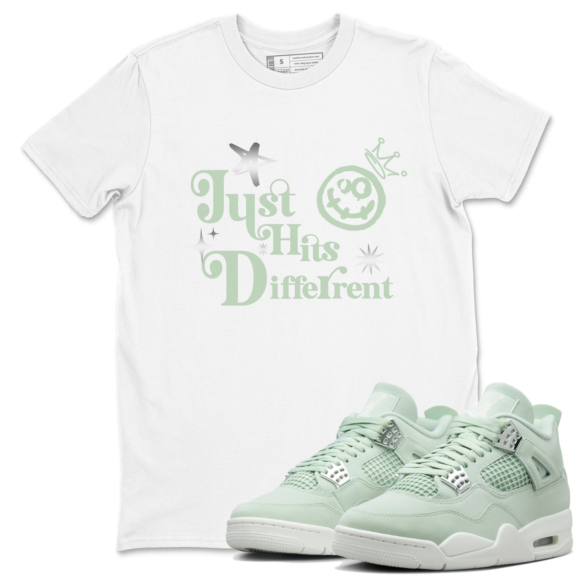 4s Abundance shirts to match jordans Just Hits Different sneaker match tees Air Jordan 4 Seafoam match shoes to clothes SNRT Sneaker Tees unisex cotton White 1 shirts