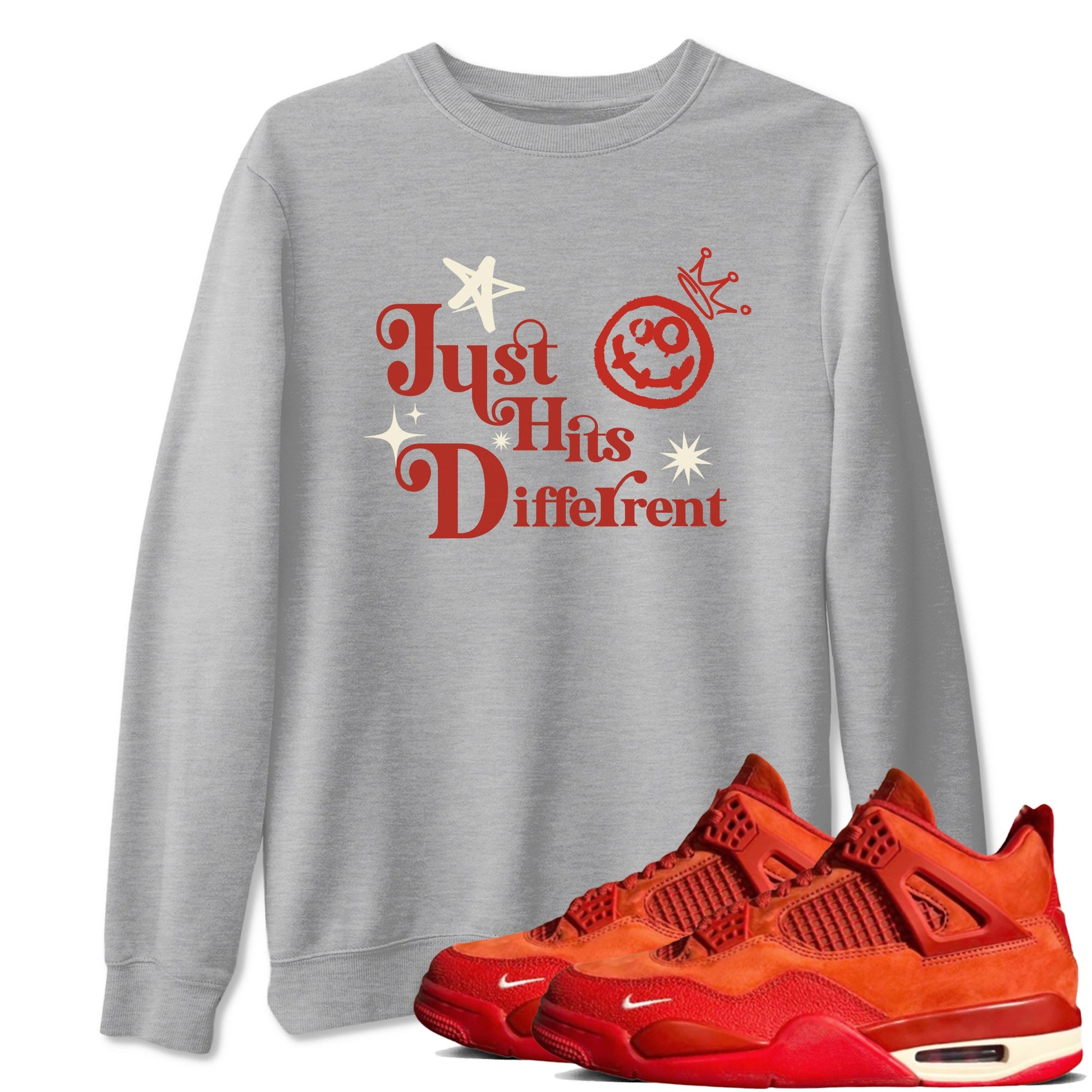 4s Brick By Brick shirts to match jordans Just Hits Different sneaker match tees Air Jordan 4 Nigel match shoes to clothes SNRT Sneaker Tees unisex cotton Heather Grey 1 shirts