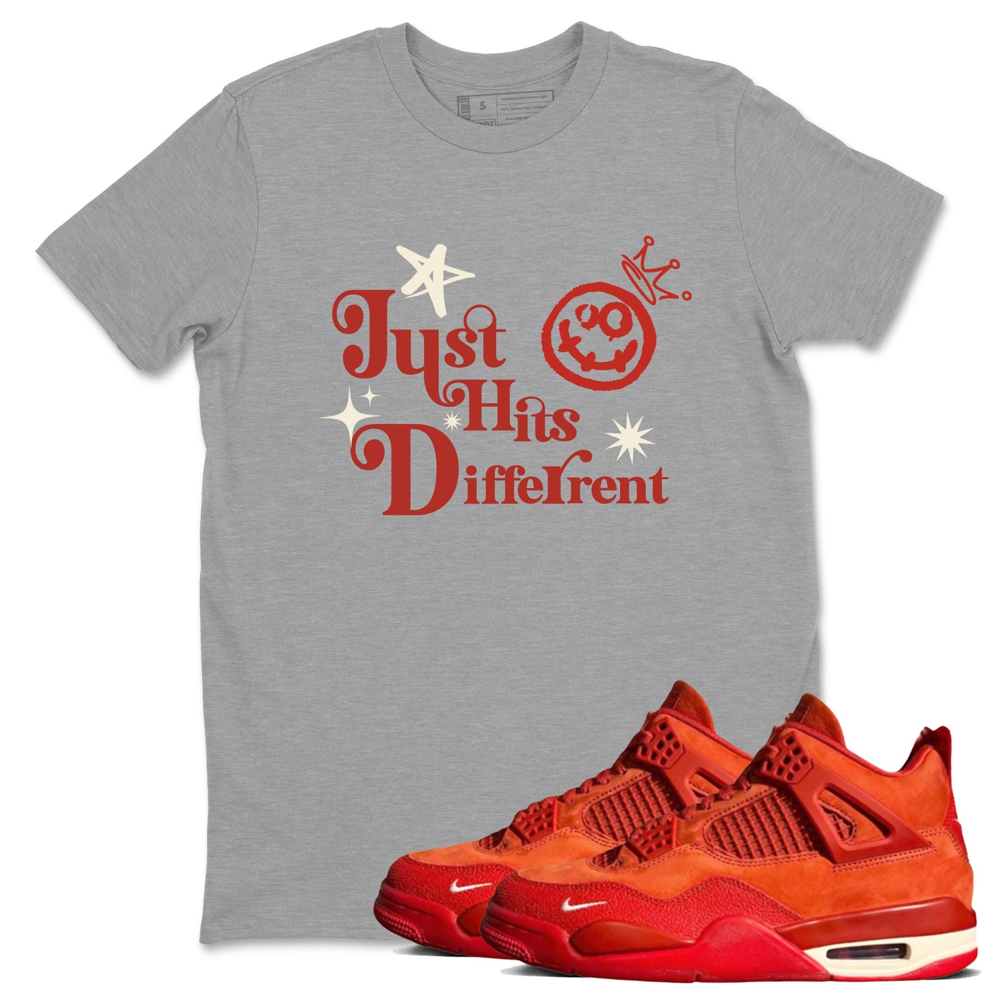 4s Brick By Brick shirts to match jordans Just Hits Different sneaker match tees Air Jordan 4 Nigel match shoes to clothes SNRT Sneaker Tees unisex cotton Heather Grey 1 shirts