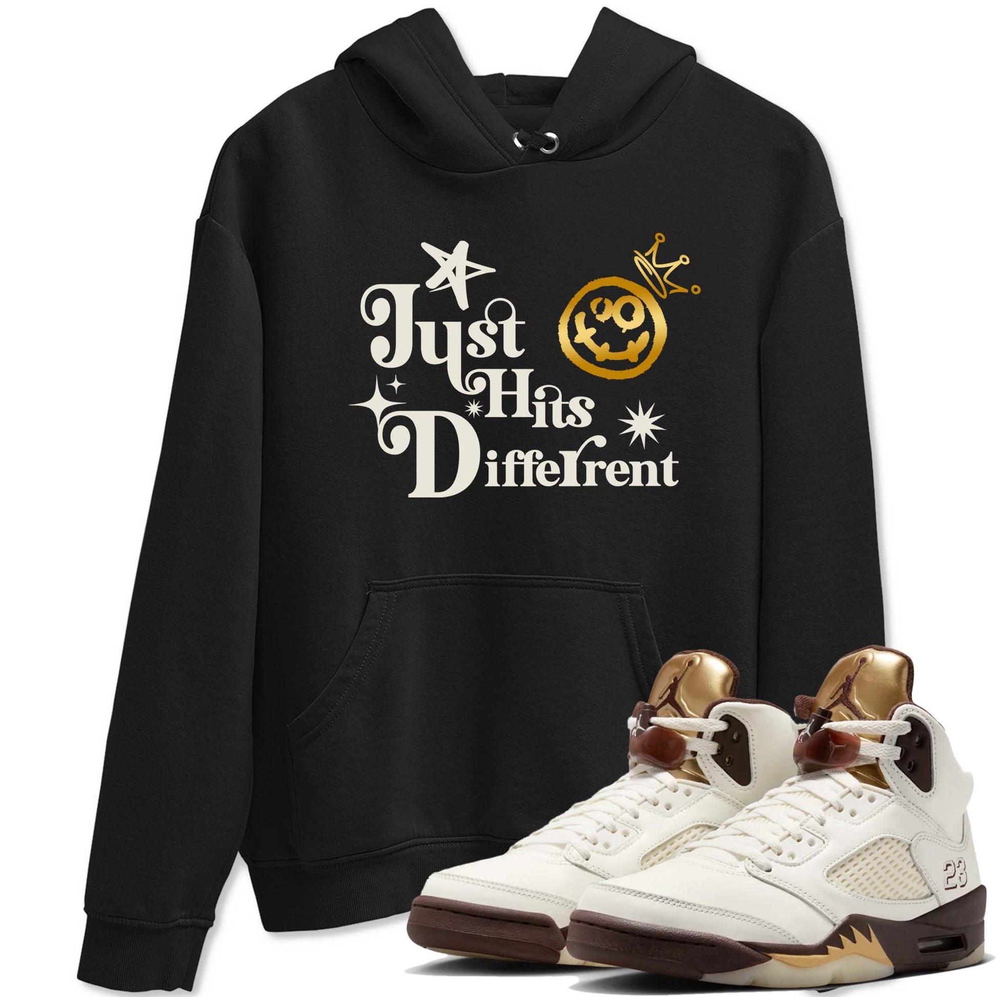5s Golden Ticket shirts to match jordans Just Hits Different shirts to match jordans Air Jordan 5 Golden Ticket match shoes to clothes SNRT Sneaker Tees unisex cotton Black 1 shirts