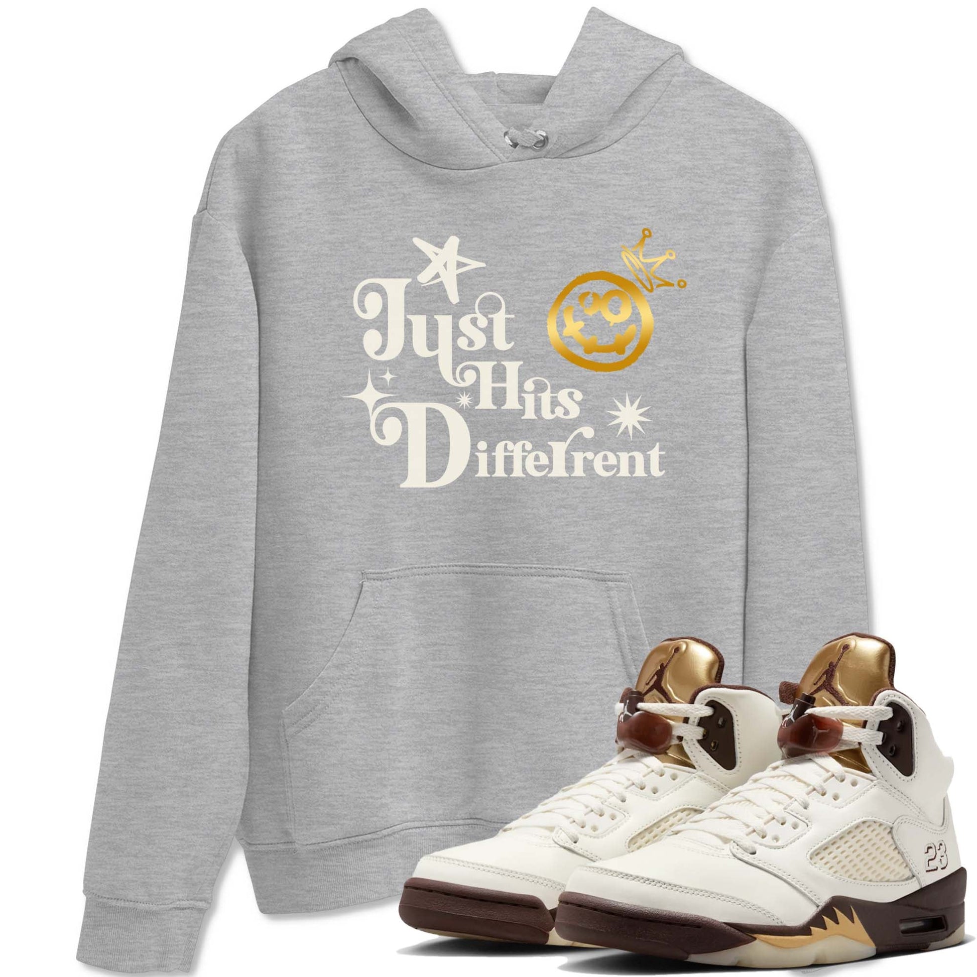 5s Golden Ticket shirts to match jordans Just Hits Different shirts to match jordans Air Jordan 5 Golden Ticket match shoes to clothes SNRT Sneaker Tees unisex cotton Heather Grey 1 shirts