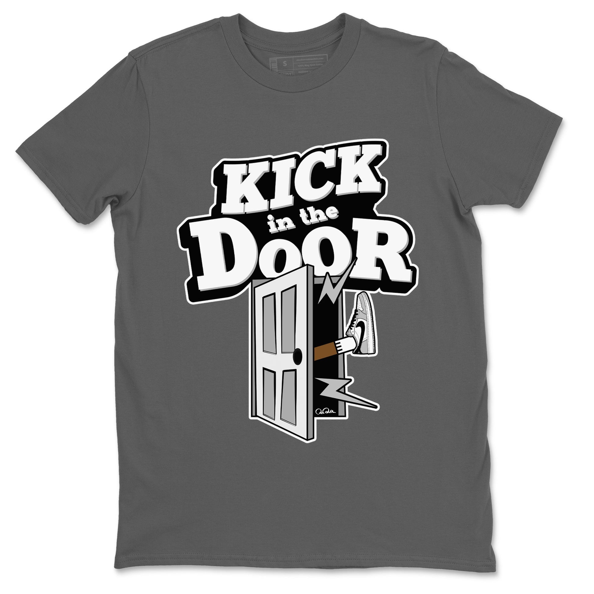 1s Wolf Grey shirts to match jordans Kick In The Door sneaker match tees Air Jordan 1 Wolf Grey SNRT Sneaker Tees streetwear brand Cool Grey 2 unisex cotton tee
