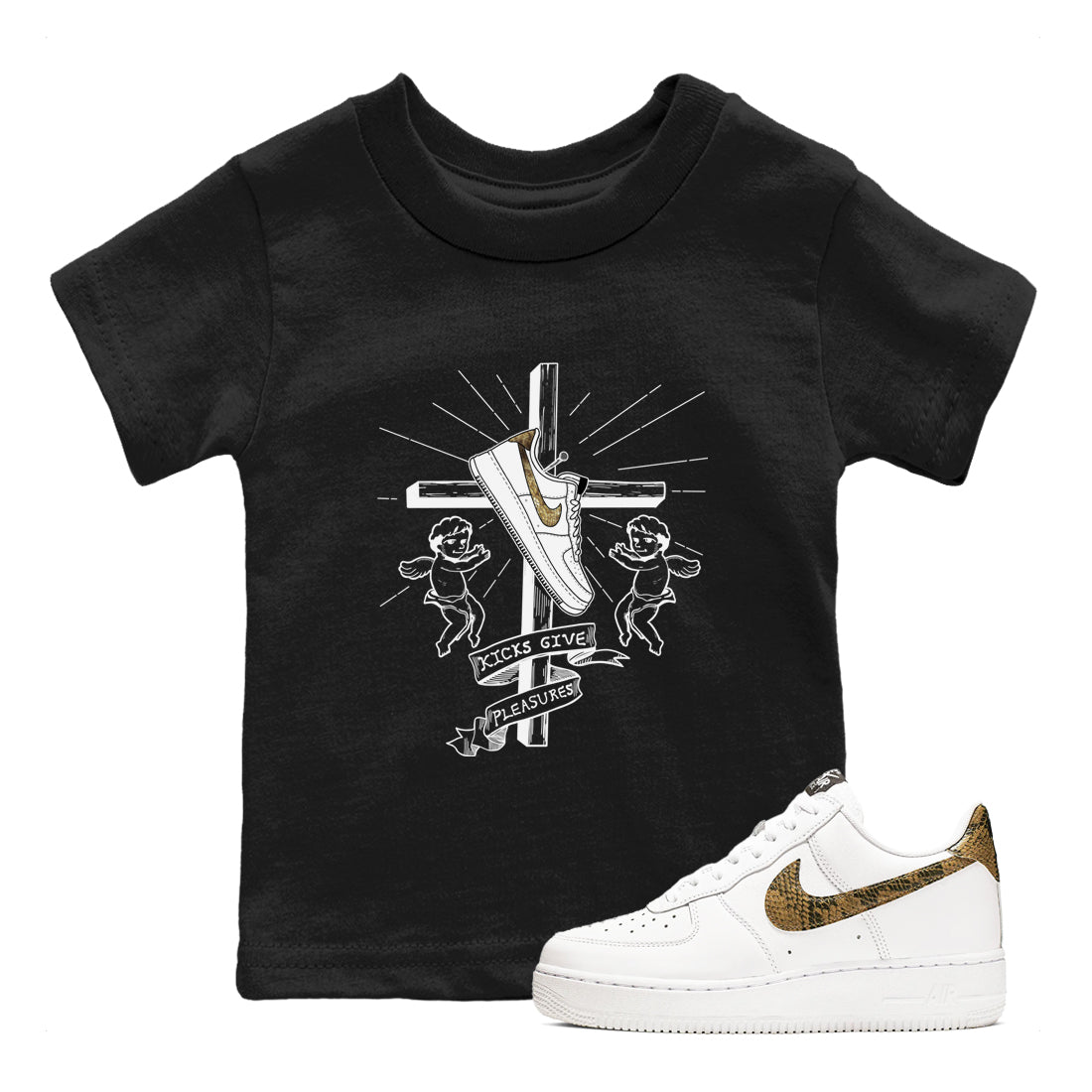 Air Force 1 Ivory Snake shirt to match jordans Kicks Give Pleasures sneaker tees Air Force 1 Ivory Snake SNRT sneaker release tees baby toddler Black 1 cotton Shirt