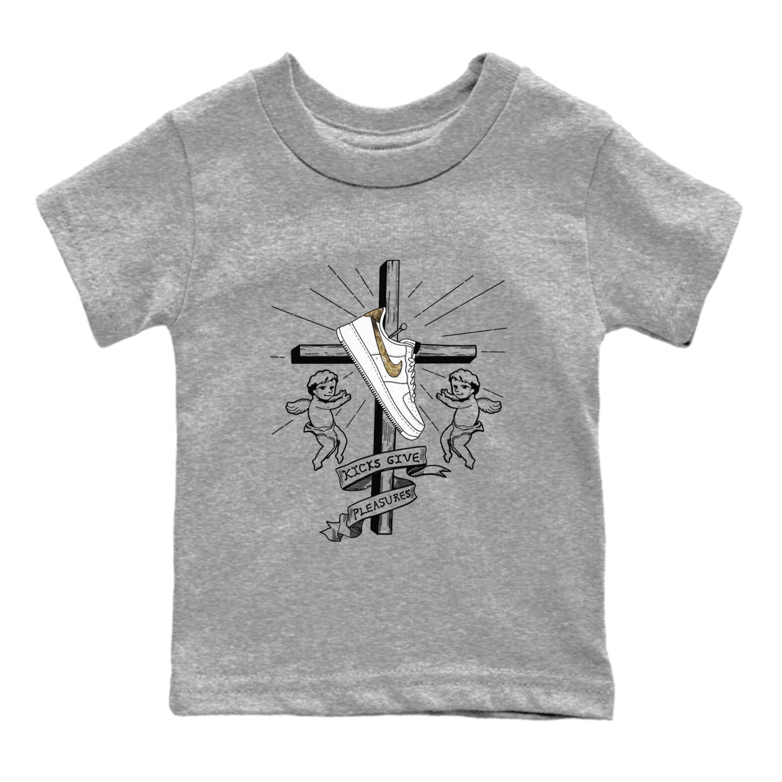 Air Force 1 Ivory Snake shirt to match jordans Kicks Give Pleasures sneaker tees Air Force 1 Ivory Snake SNRT sneaker release tees baby toddler Heather Grey 2 cotton Shirt