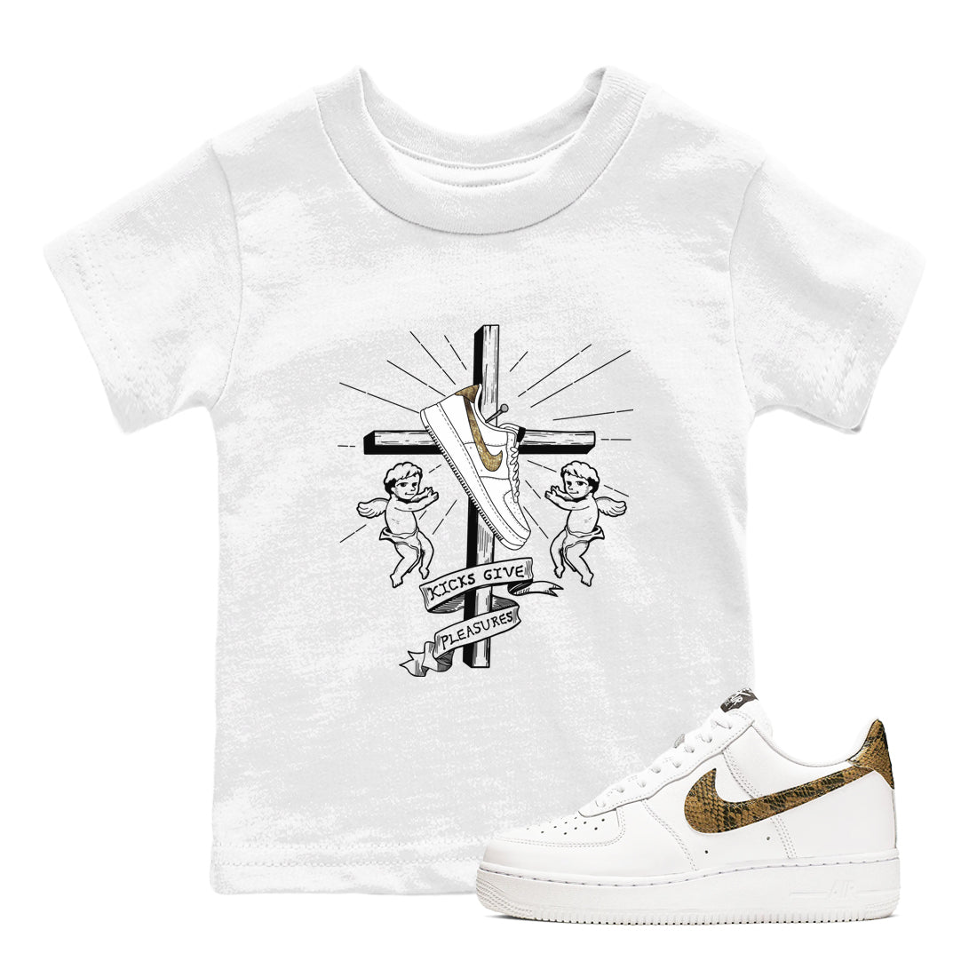 Air Force 1 Ivory Snake shirt to match jordans Kicks Give Pleasures sneaker tees Air Force 1 Ivory Snake SNRT sneaker release tees baby toddler White 1 cotton Shirt