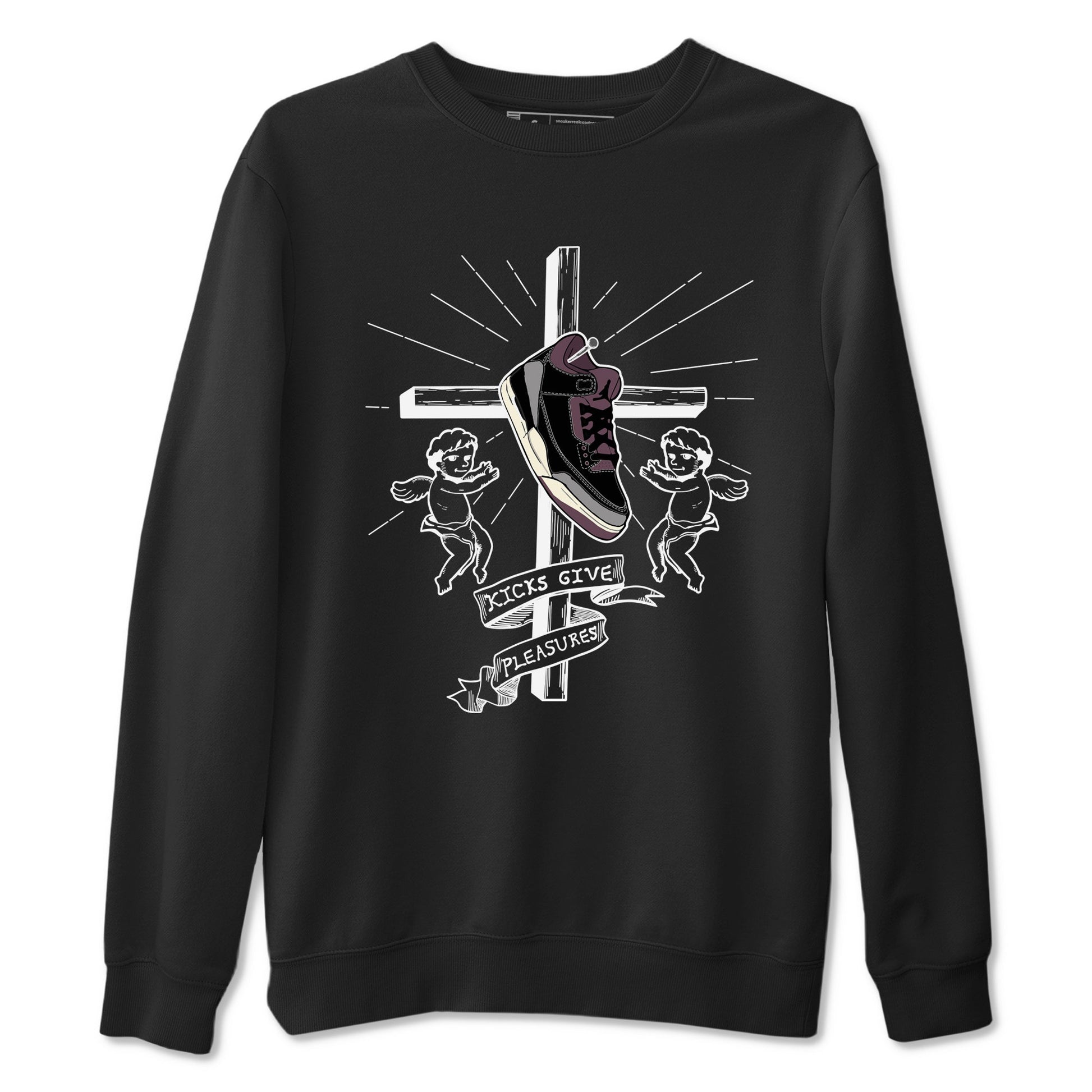 3s A Ma Maniere x Black shirts to match jordans Kicks Give Pleasures sneaker match tees A Ma Maniere x Air Jordan 3 “Black” SNRT Sneaker Tees streetwear brand Black 2 unisex cotton tee