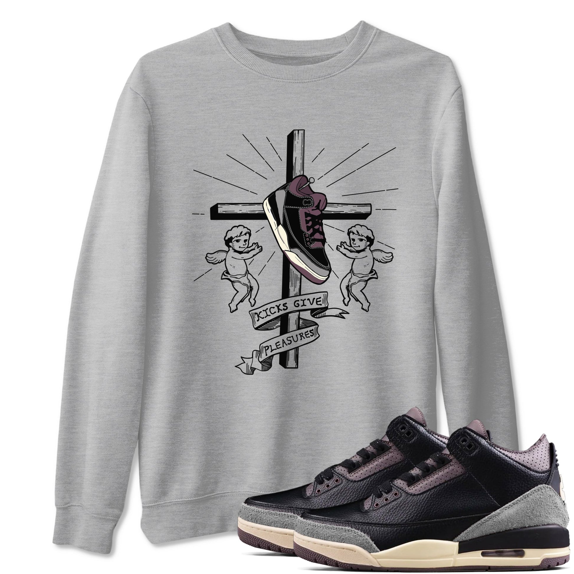 3s A Ma Maniere x Black shirts to match jordans Kicks Give Pleasures sneaker match tees A Ma Maniere x Air Jordan 3 “Black” SNRT Sneaker Tees streetwear brand Heather Grey 1 unisex cotton tee