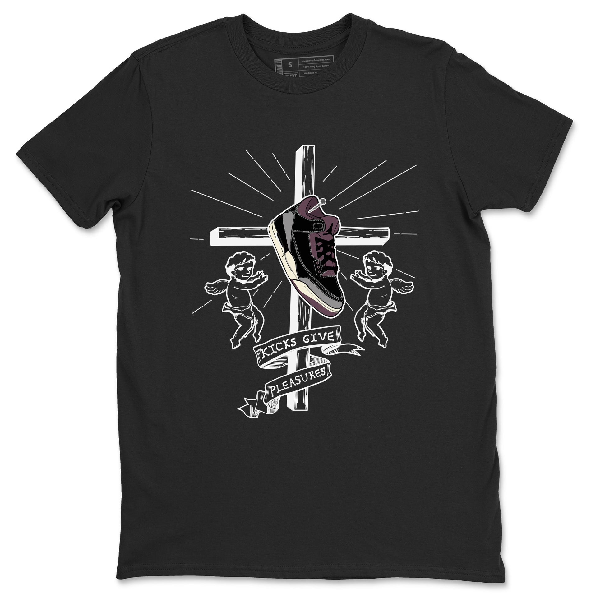 3s A Ma Maniere x Black shirts to match jordans Kicks Give Pleasures sneaker match tees A Ma Maniere x Air Jordan 3 “Black” SNRT Sneaker Tees streetwear brand Black 2 unisex cotton tee