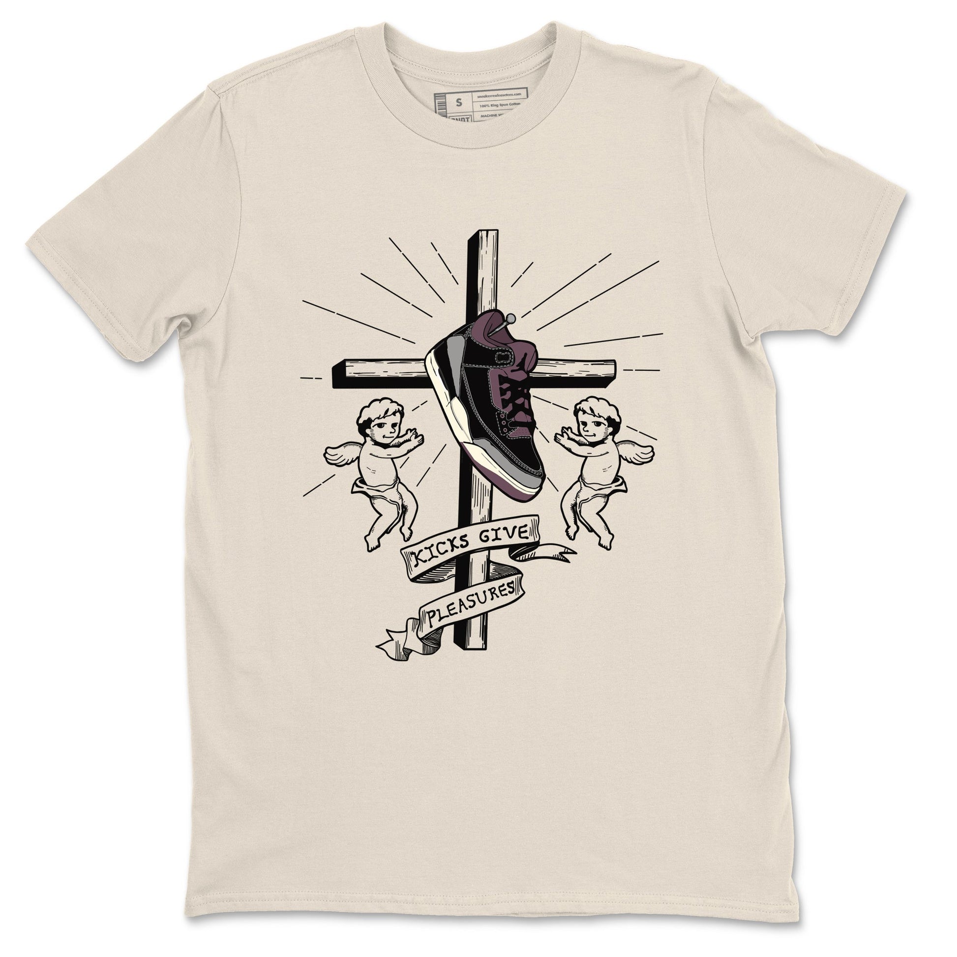 3s A Ma Maniere x Black shirts to match jordans Kicks Give Pleasures sneaker match tees A Ma Maniere x Air Jordan 3 “Black” SNRT Sneaker Tees streetwear brand Natural 2 unisex cotton tee