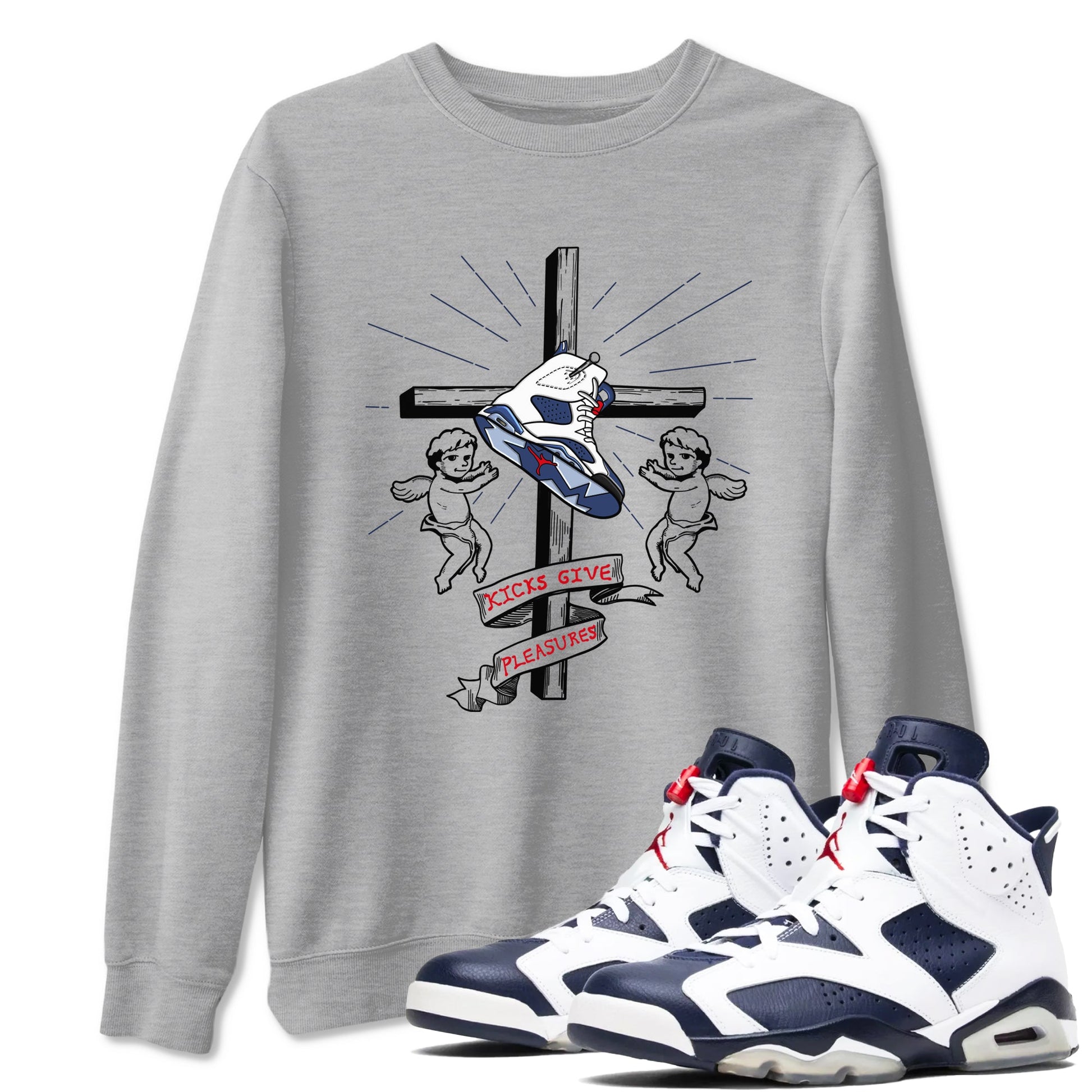 6s White And Midnight Navy shirts to match jordans Kicks Give Pleasures sneaker match tees Air Jordan 6 White And Midnight Navy SNRT Sneaker Tees streetwear brand Heather Grey 1 unisex cotton tee