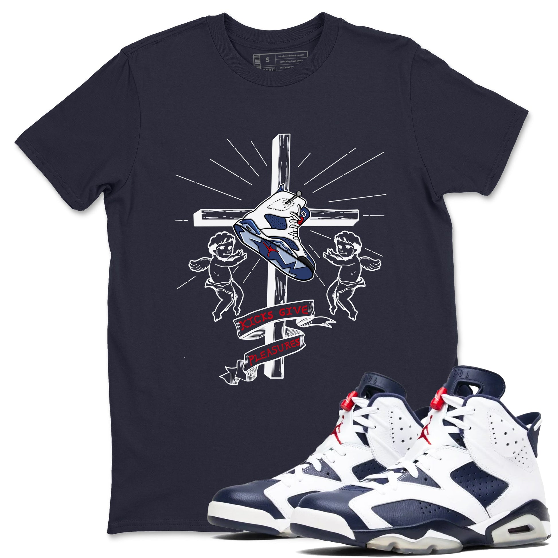 6s White And Midnight Navy shirts to match jordans Kicks Give Pleasures sneaker match tees Air Jordan 6 White And Midnight Navy SNRT Sneaker Tees streetwear brand Navy 1 unisex cotton tee
