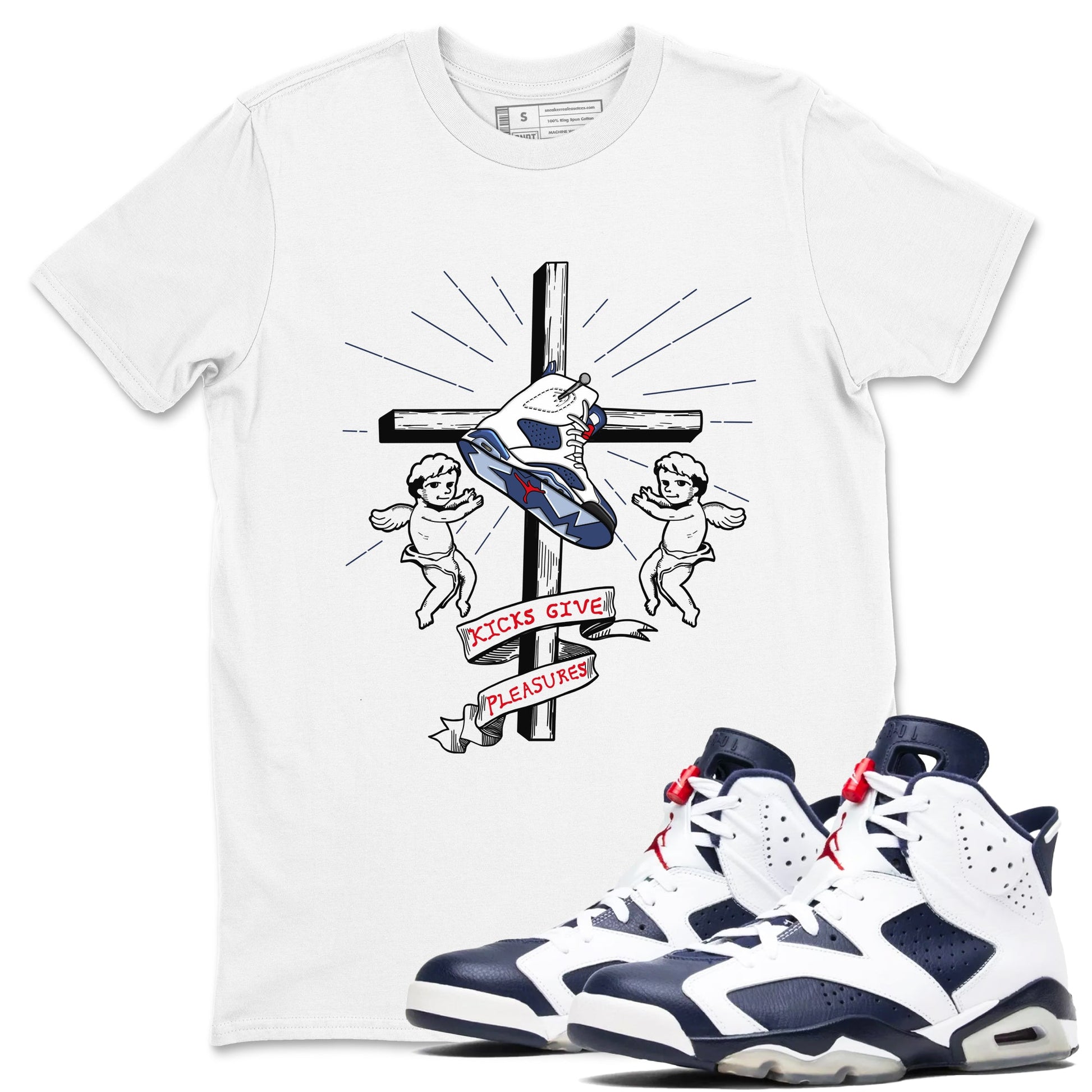 6s White And Midnight Navy shirts to match jordans Kicks Give Pleasures sneaker match tees Air Jordan 6 White And Midnight Navy SNRT Sneaker Tees streetwear brand White 1 unisex cotton tee