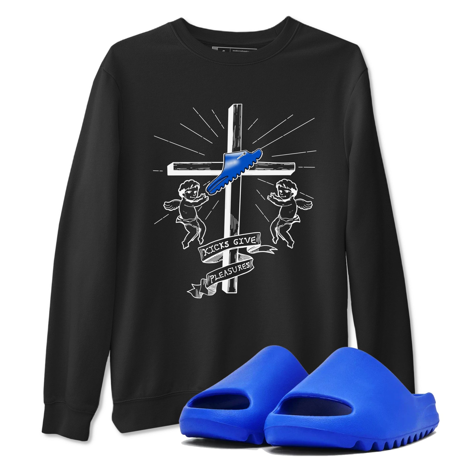 Yeezy Slide Azure shirts to match jordans Kicks Give You Pleasures sneaker match tees Yeezy Slide Azure SNRT Sneaker Tees streetwear brand Black 1 unisex cotton tee
