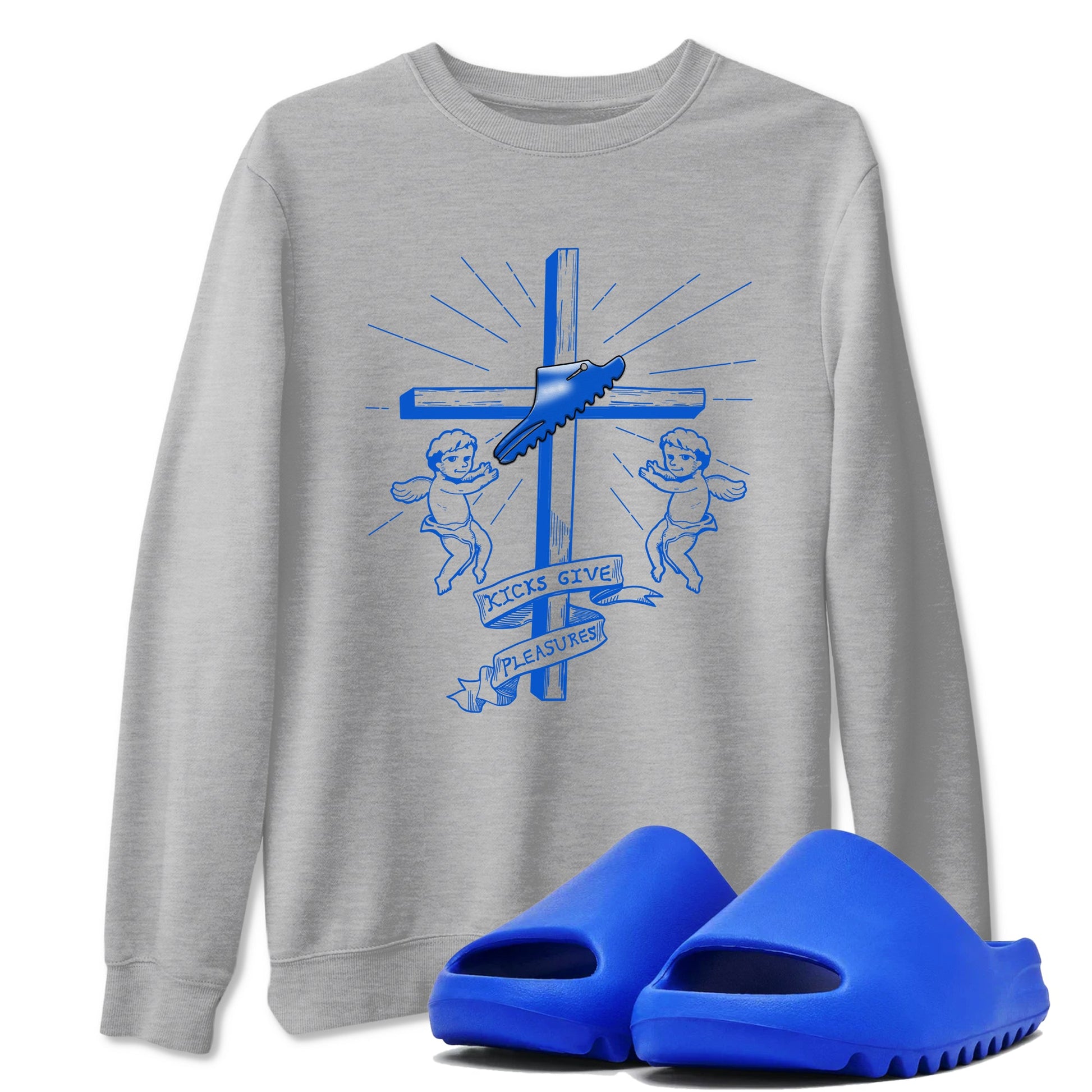 Yeezy Slide Azure shirts to match jordans Kicks Give You Pleasures sneaker match tees Yeezy Slide Azure SNRT Sneaker Tees streetwear brand Heather Grey 1 unisex cotton tee