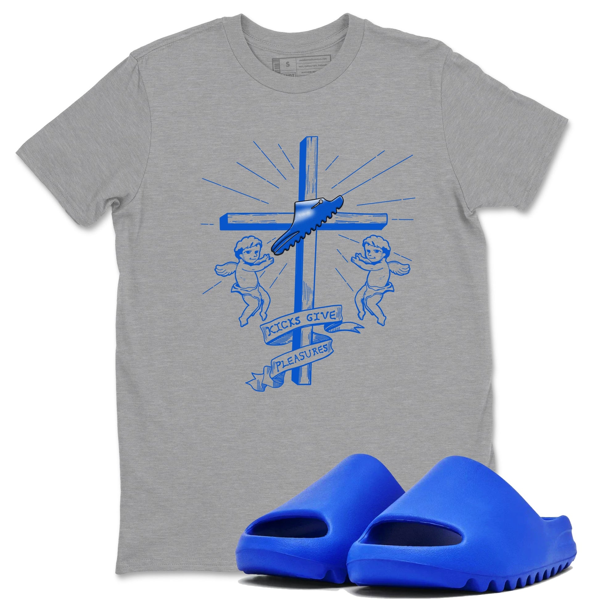 Yeezy Slide Azure shirts to match jordans Kicks Give You Pleasures sneaker match tees Yeezy Slide Azure SNRT Sneaker Tees streetwear brand Heather Grey 1 unisex cotton tee