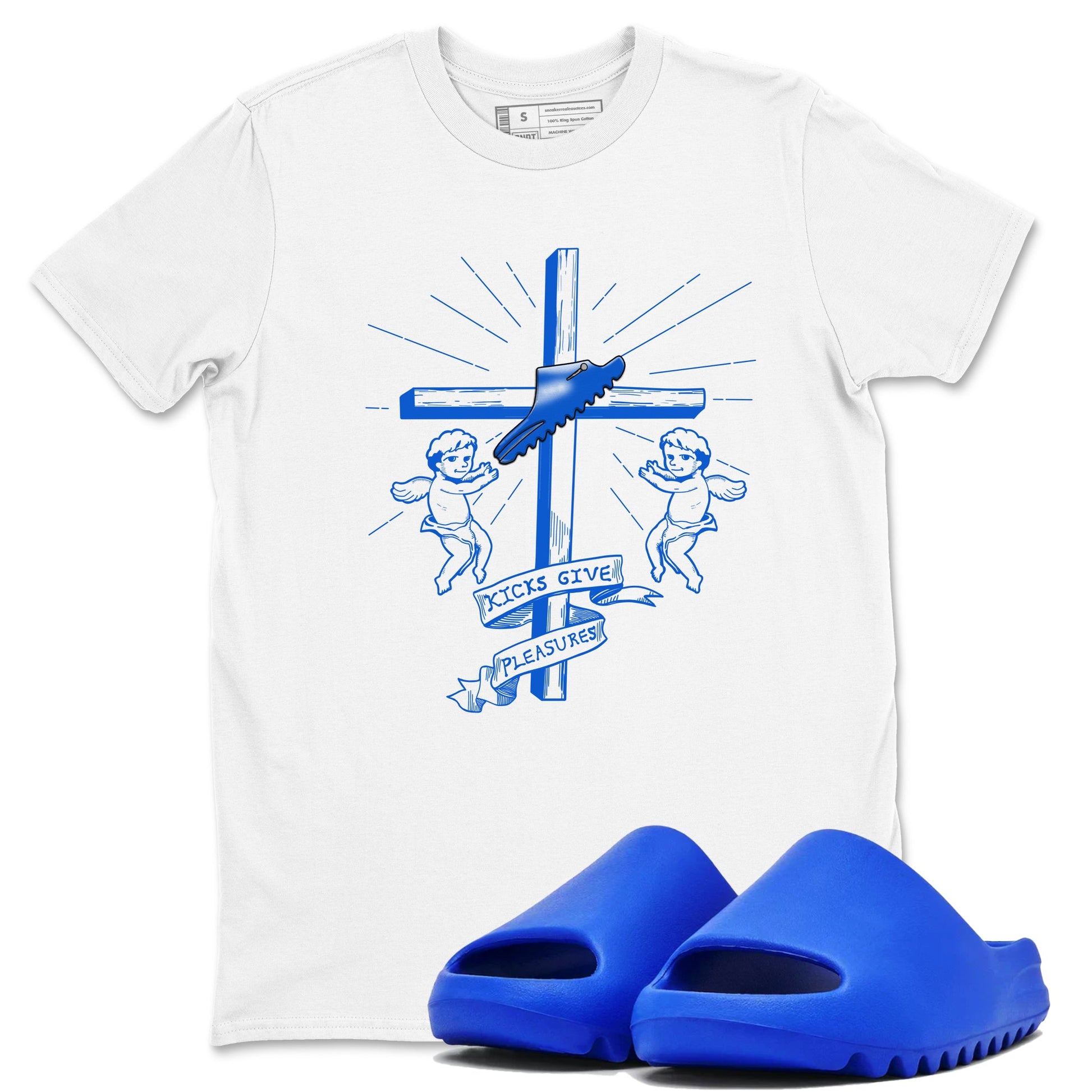 Yeezy Slide Azure shirts to match jordans Kicks Give You Pleasures sneaker match tees Yeezy Slide Azure SNRT Sneaker Tees streetwear brand White 1 unisex cotton tee